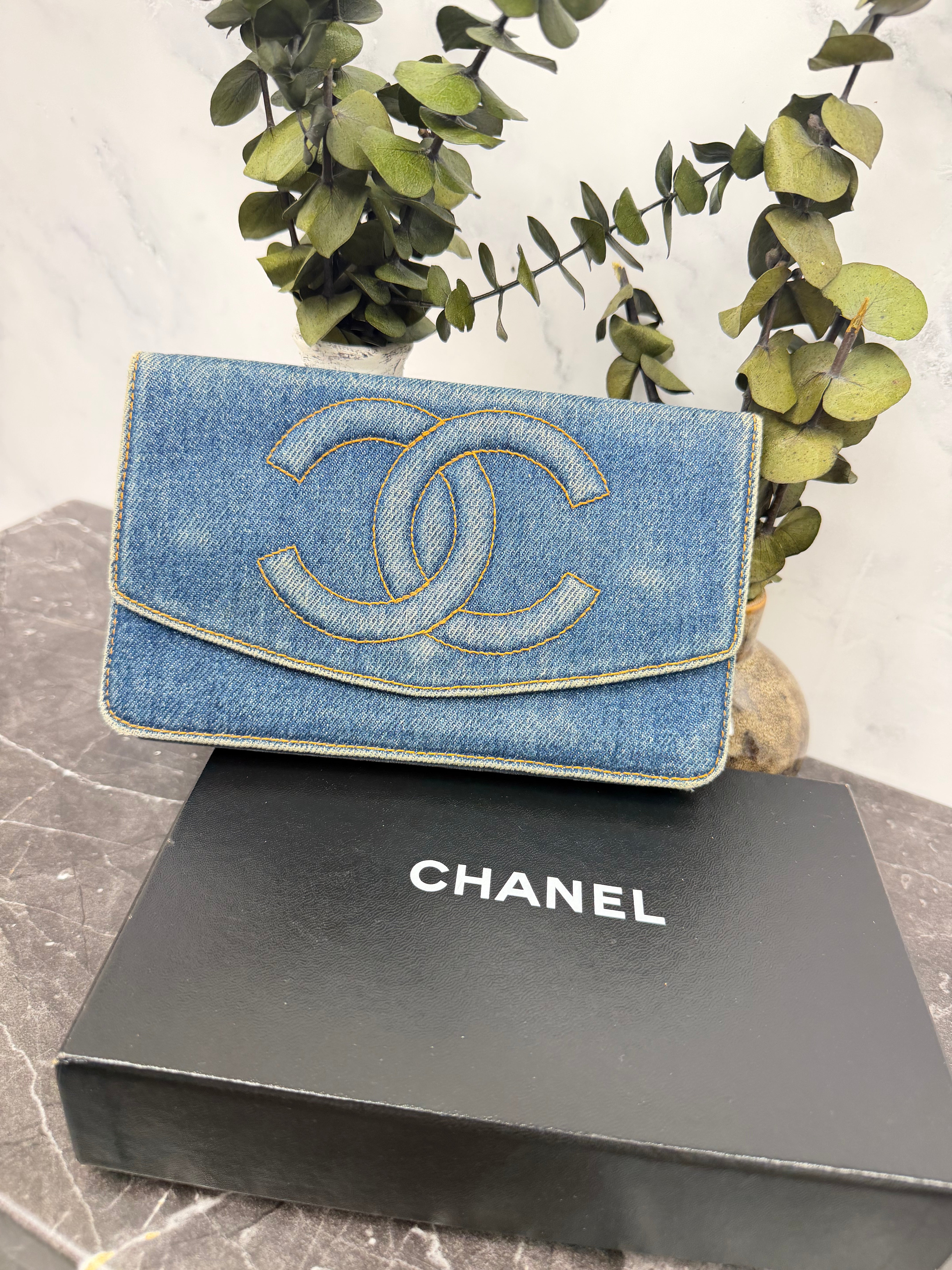 Chanel Blue Denim Flap Wallet