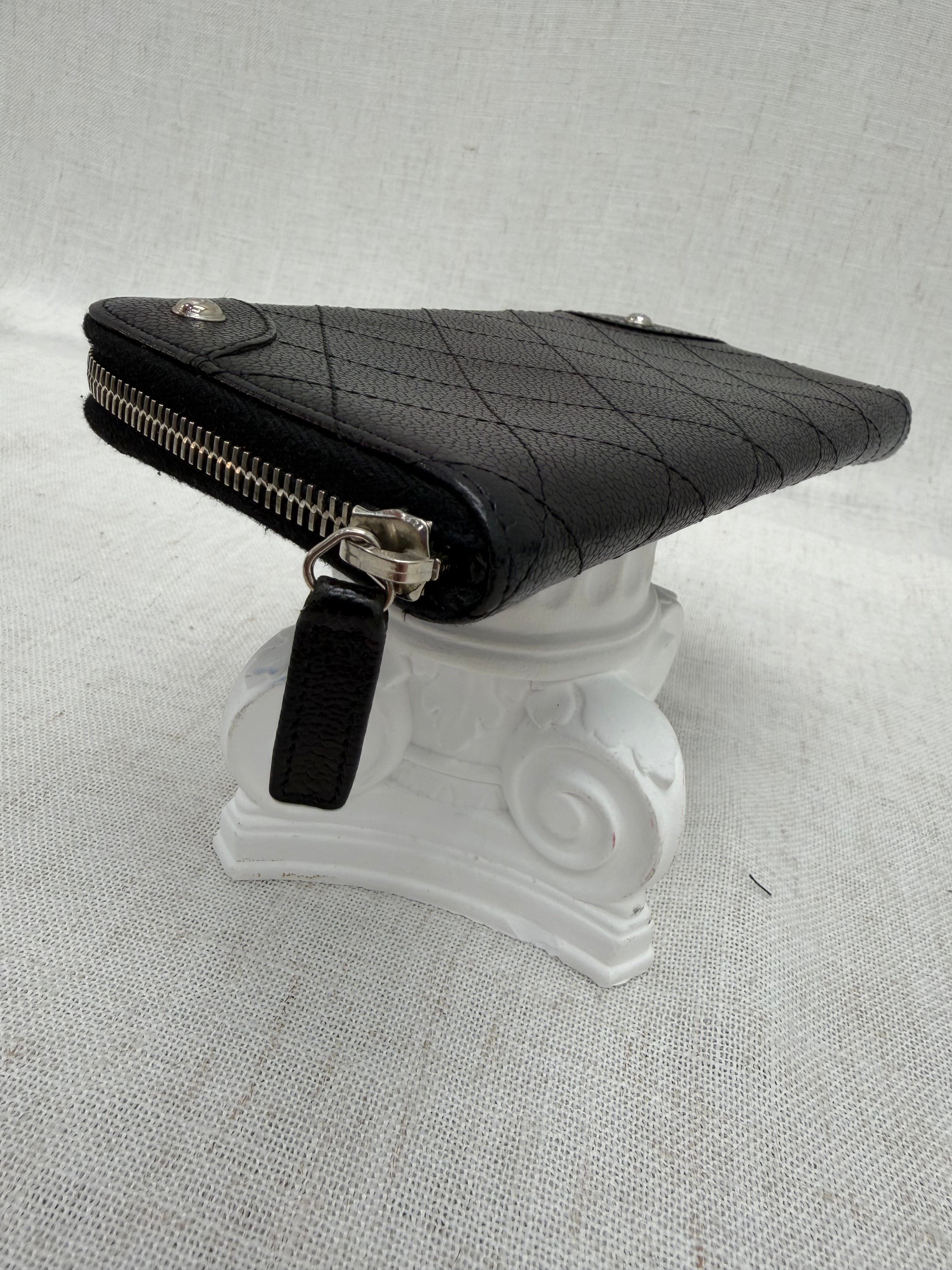 Chanel Black Quilted Caviar Leather Zippy Wallet
