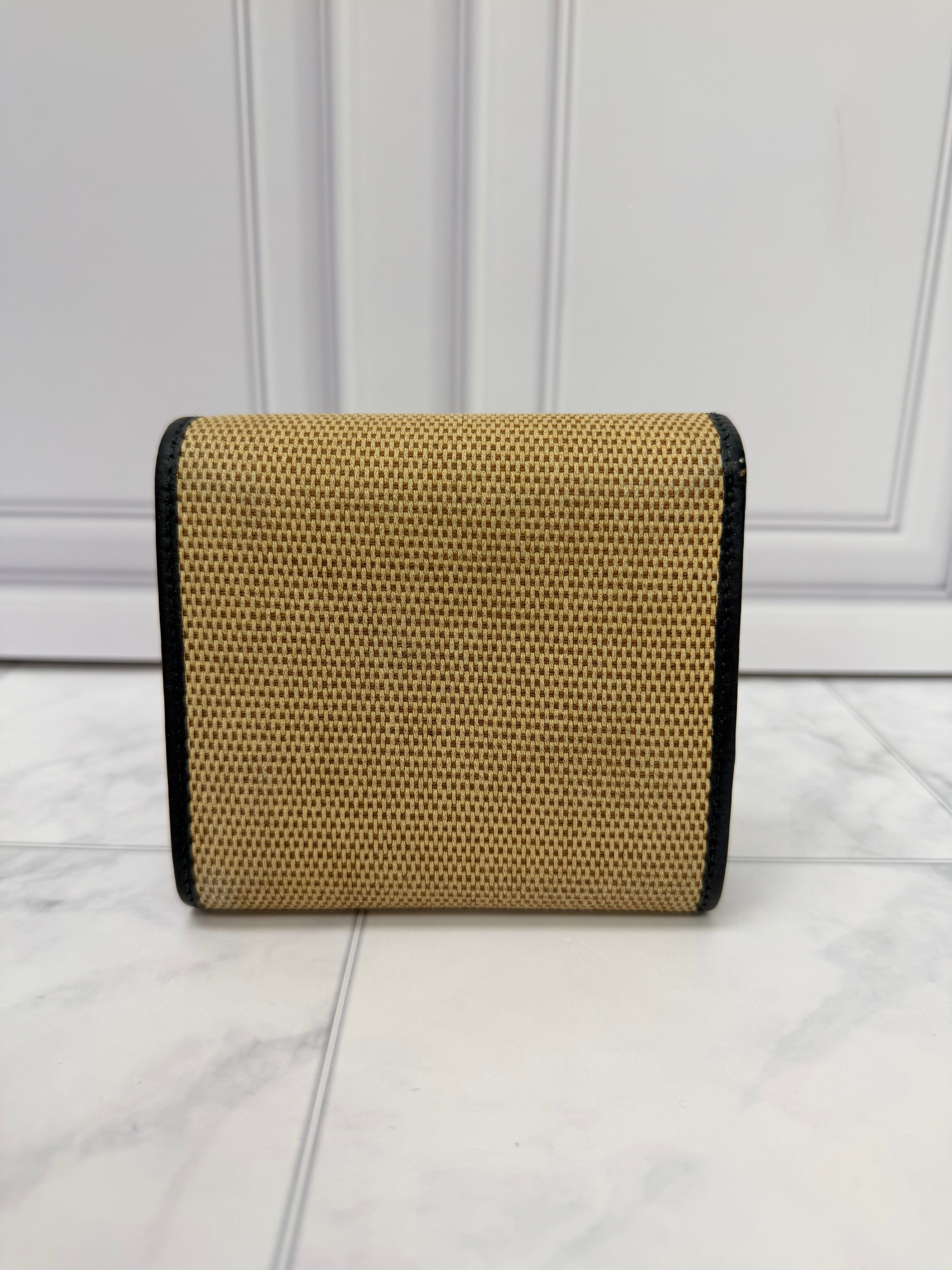 Gucci Beige Canvas And Blue Leather Horsebit Wallet