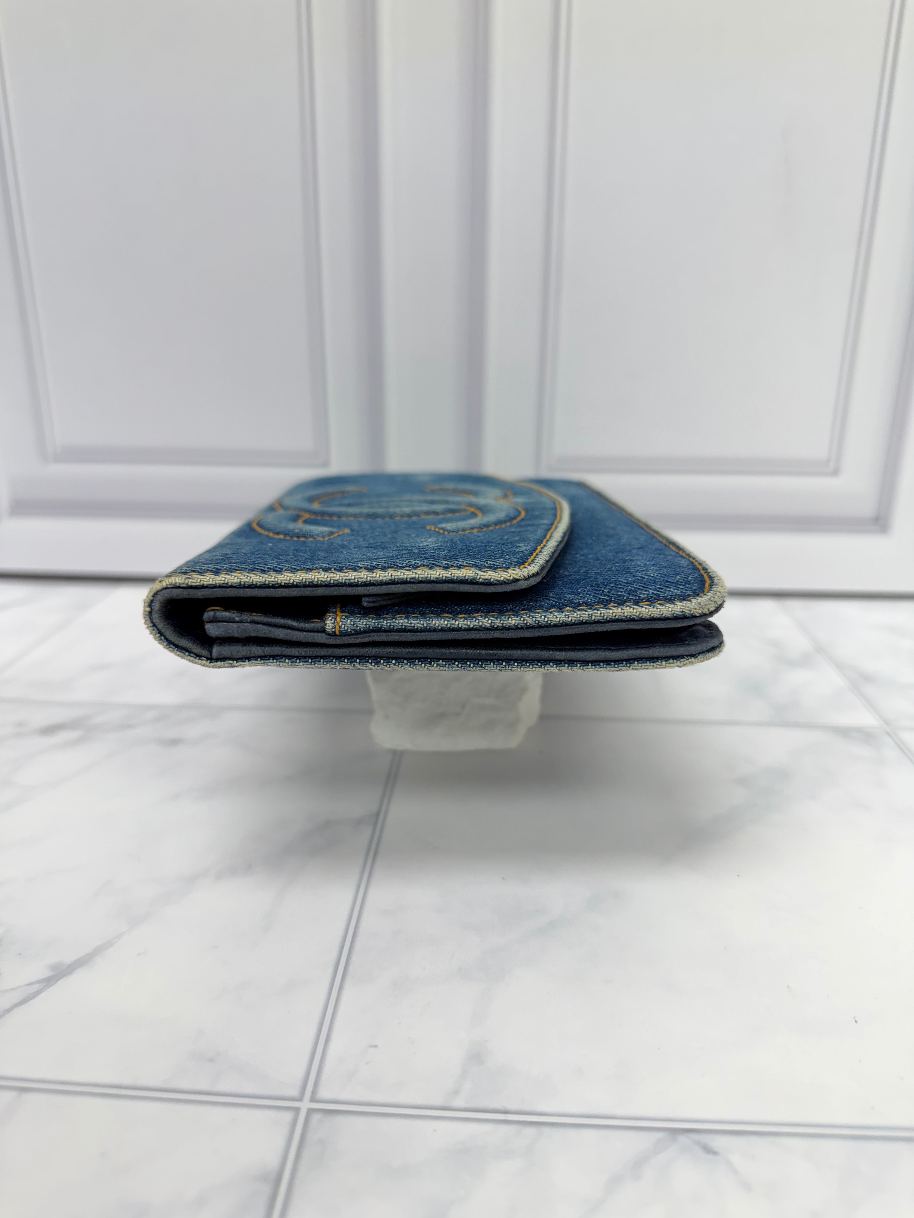 Chanel Blue Denim Flap Wallet