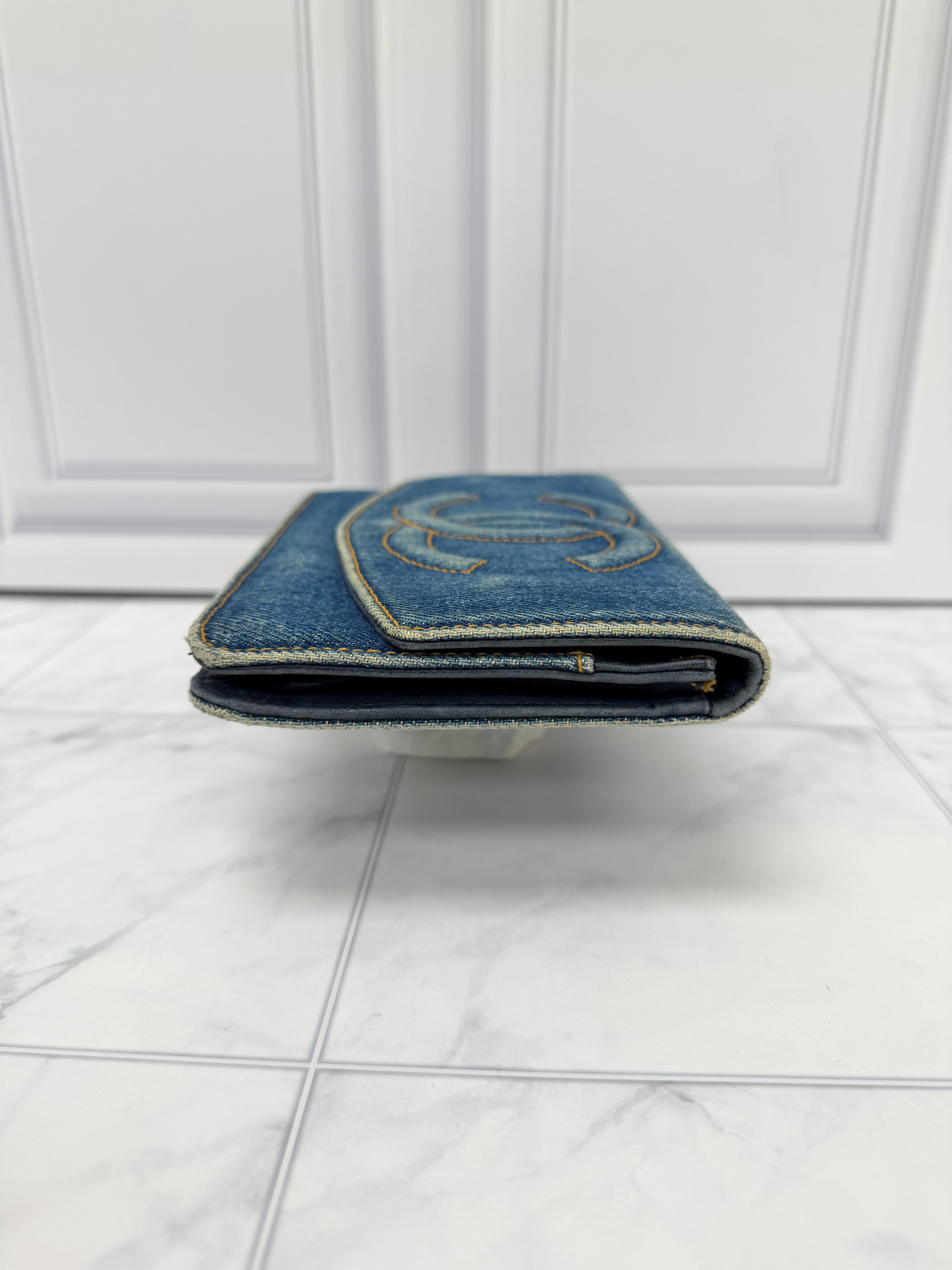 Chanel Blue Denim Flap Wallet