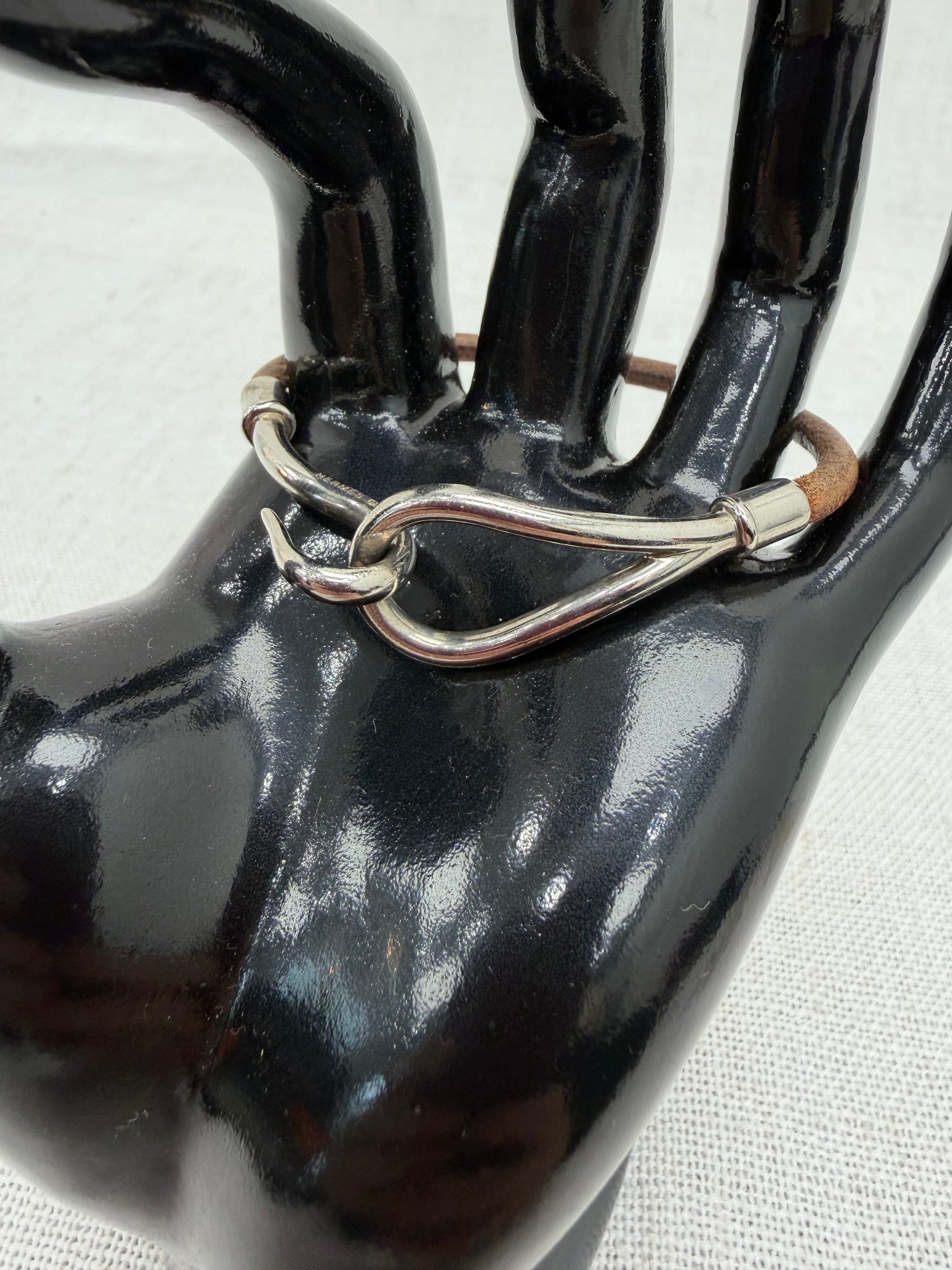 Hermes Brown Leather Jumbo Hook Bracelet