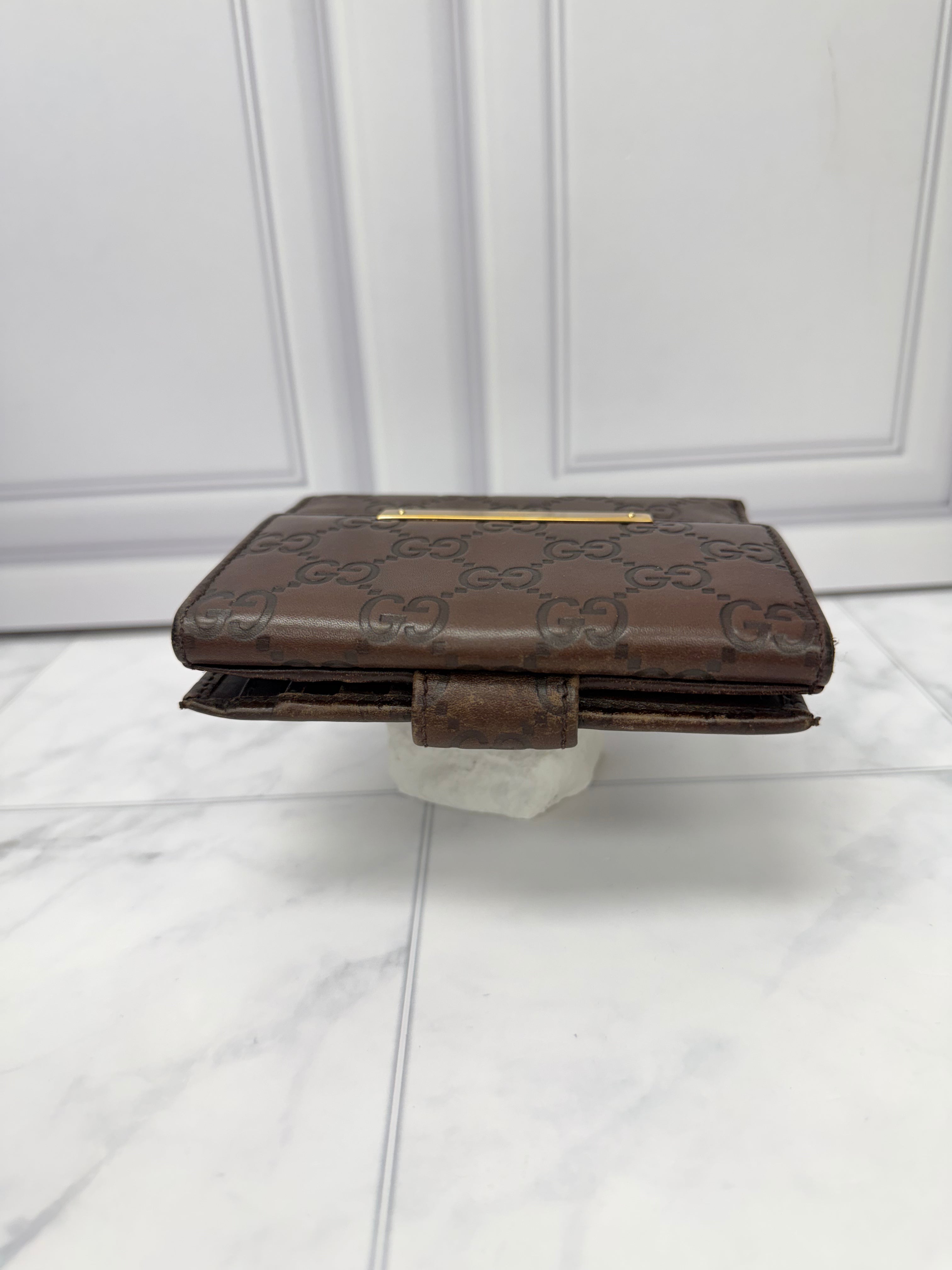 Gucci Brown Guccissima Leather French Flap Wallet