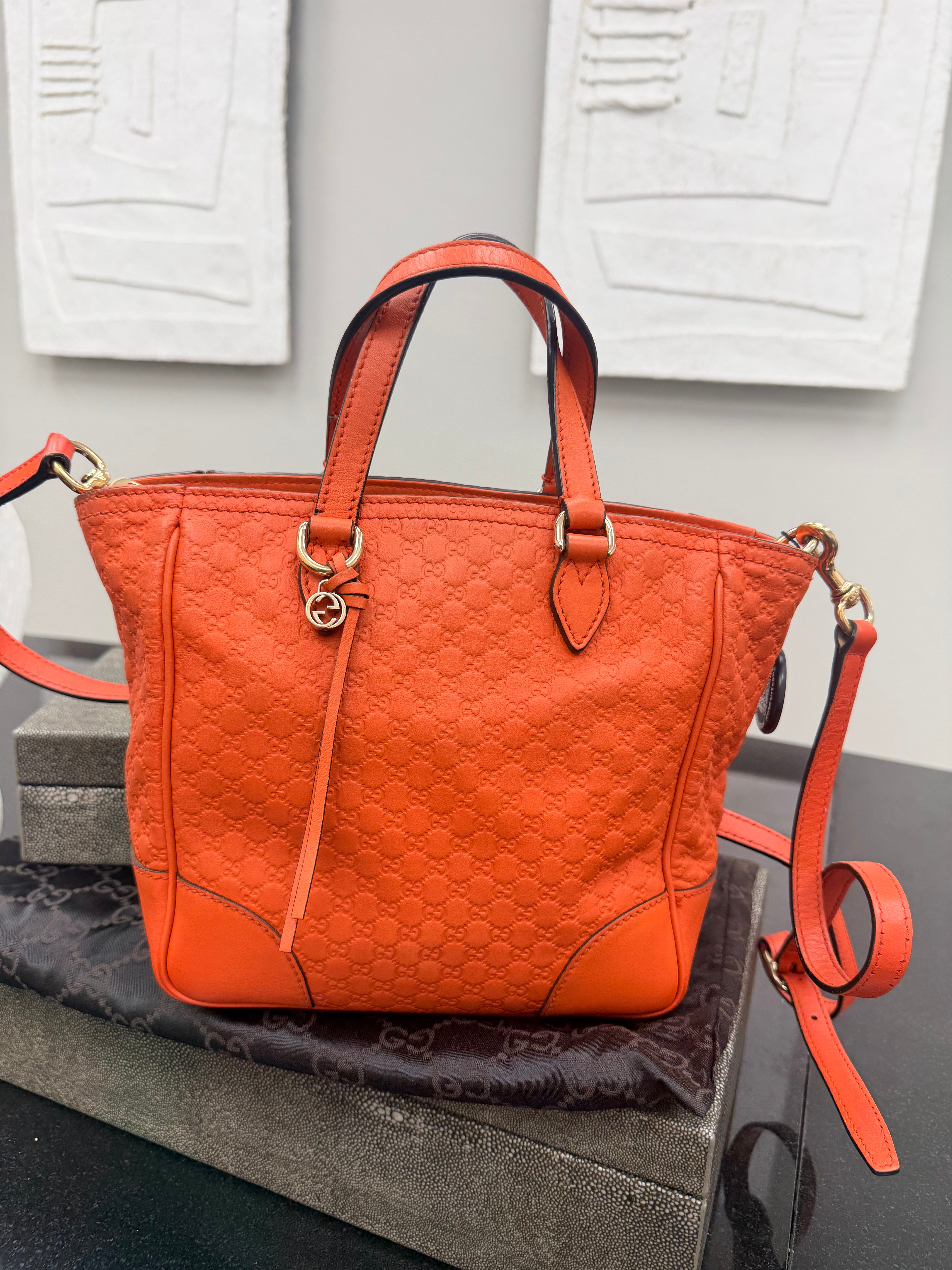 Gucci Orange Microguccissima Leather Small Bree Handbag