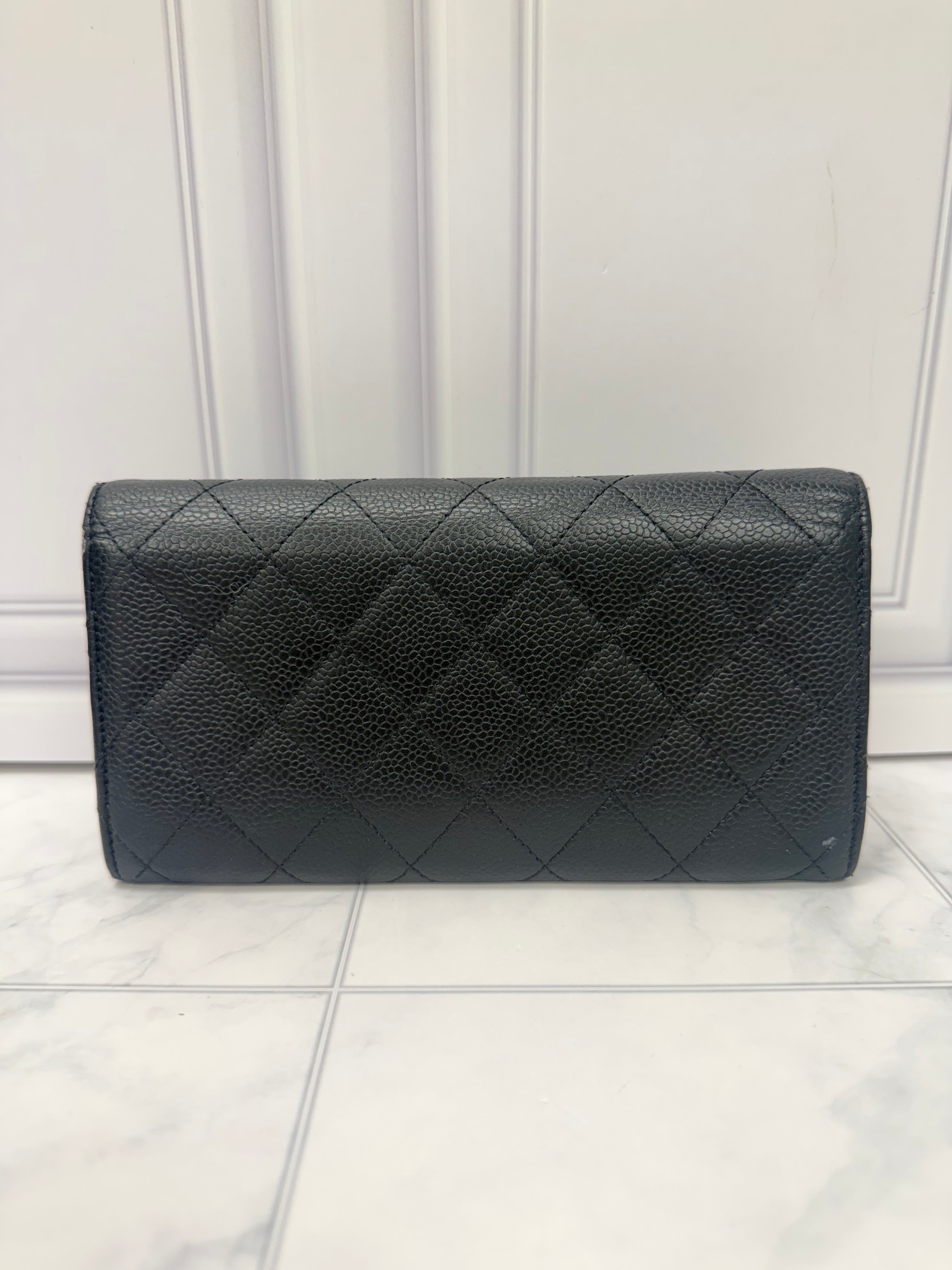 Chanel Black Caviar Leather Flap Wallet