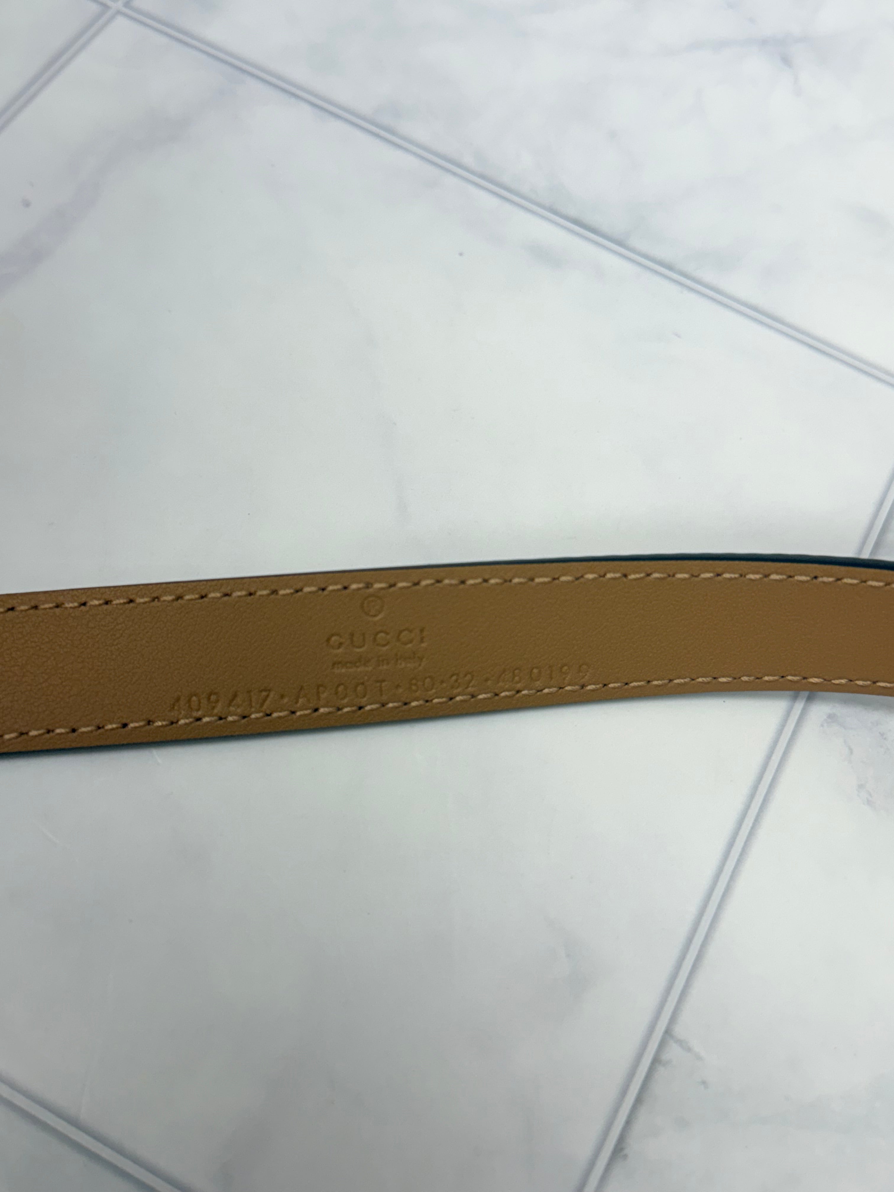 BRAND NEW - Gucci Tan Leather GG Marmont Thin Belt Size 80