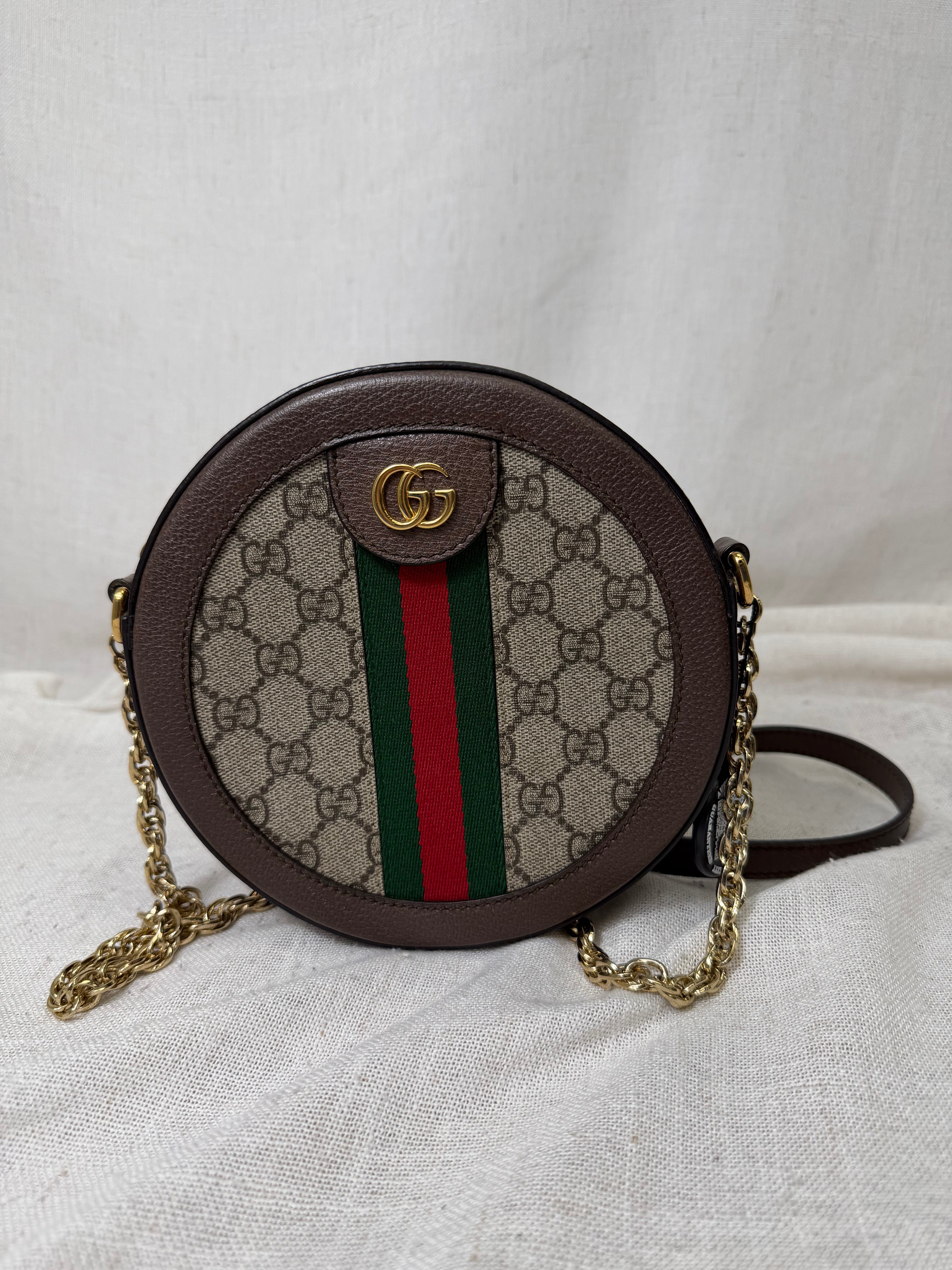 Gucci Ophidia Coated Canvas Mini Round Shoulder Bag