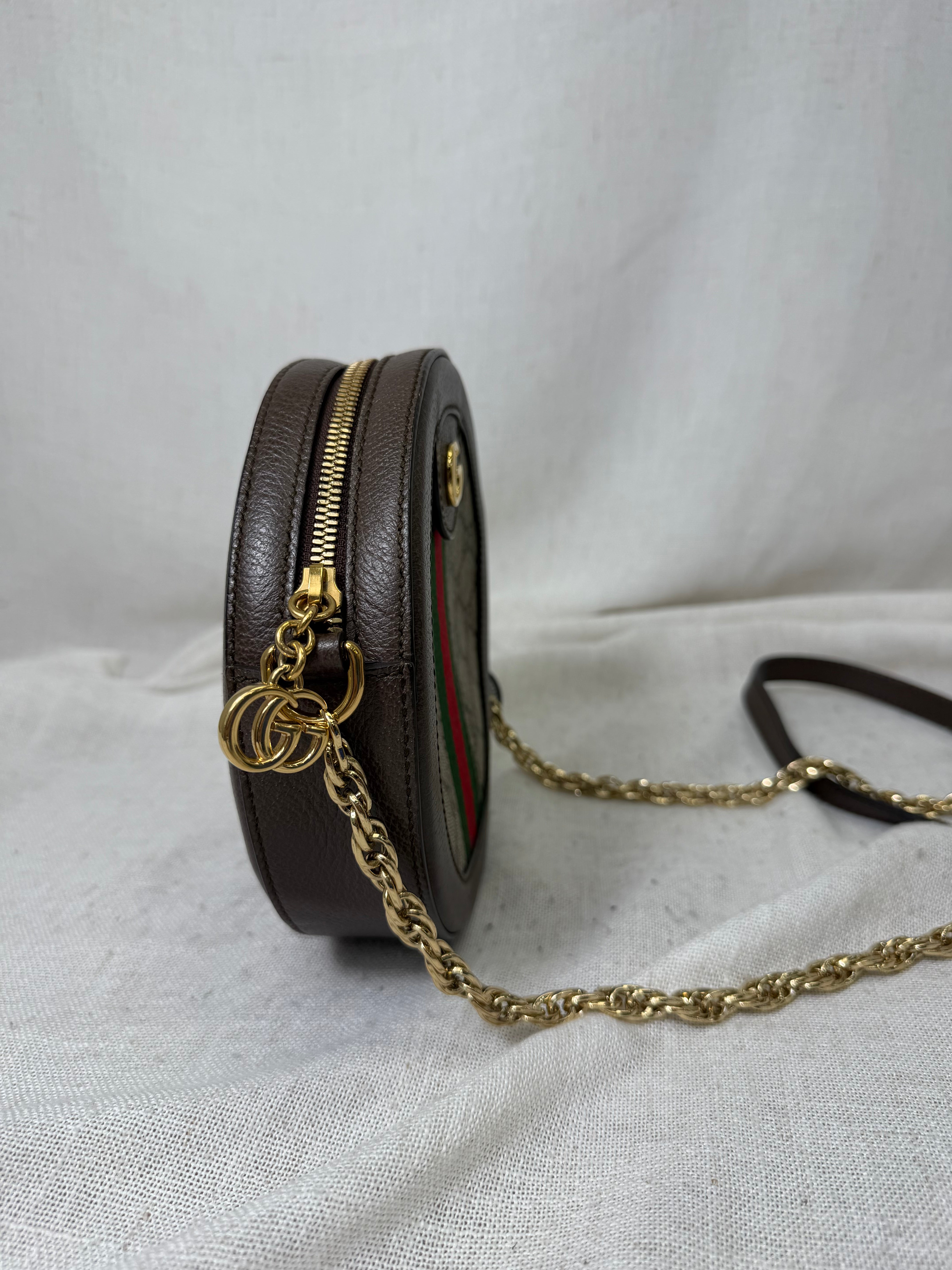 Gucci Ophidia Coated Canvas Mini Round Shoulder Bag