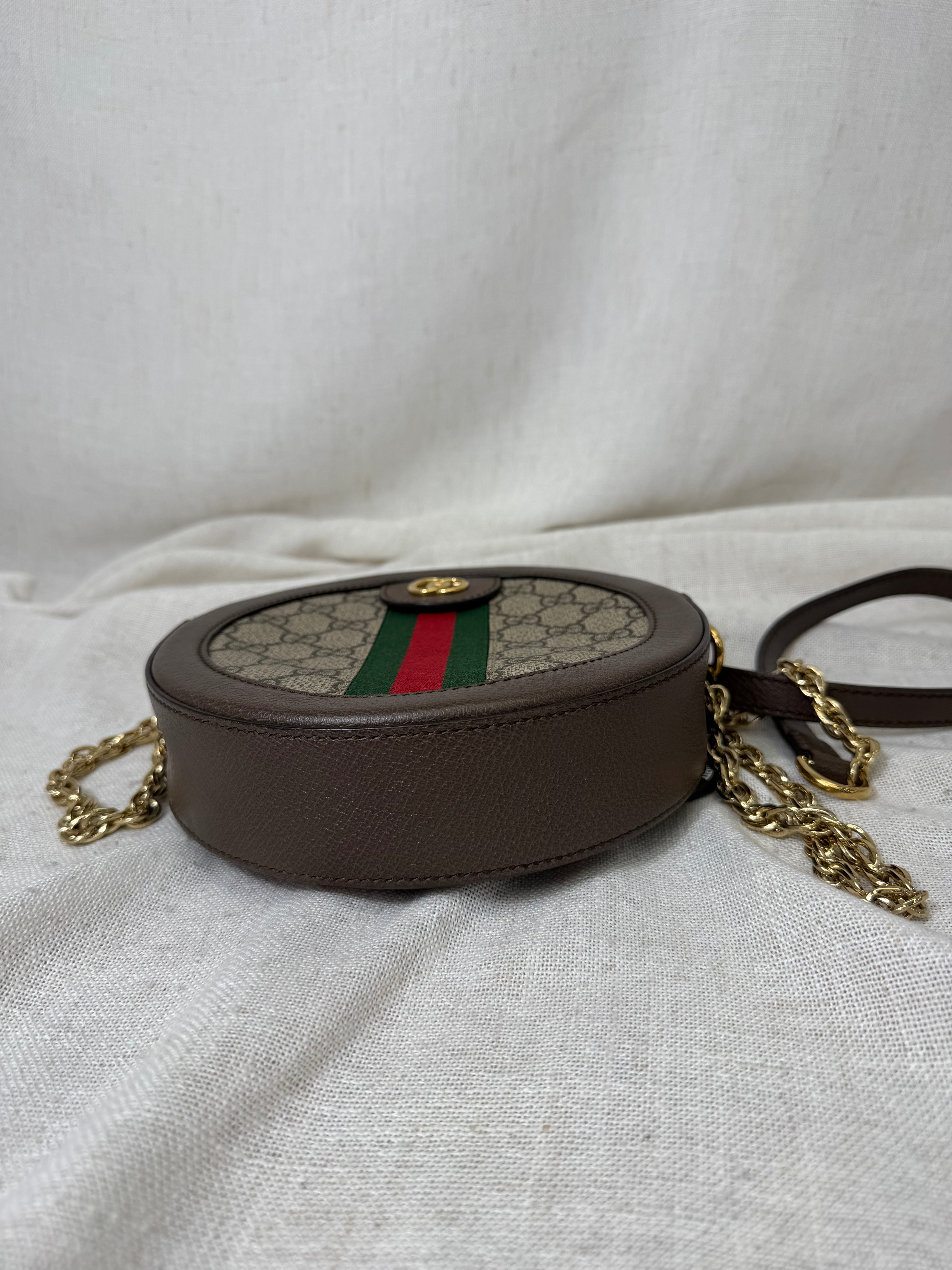 Gucci Ophidia Coated Canvas Mini Round Shoulder Bag