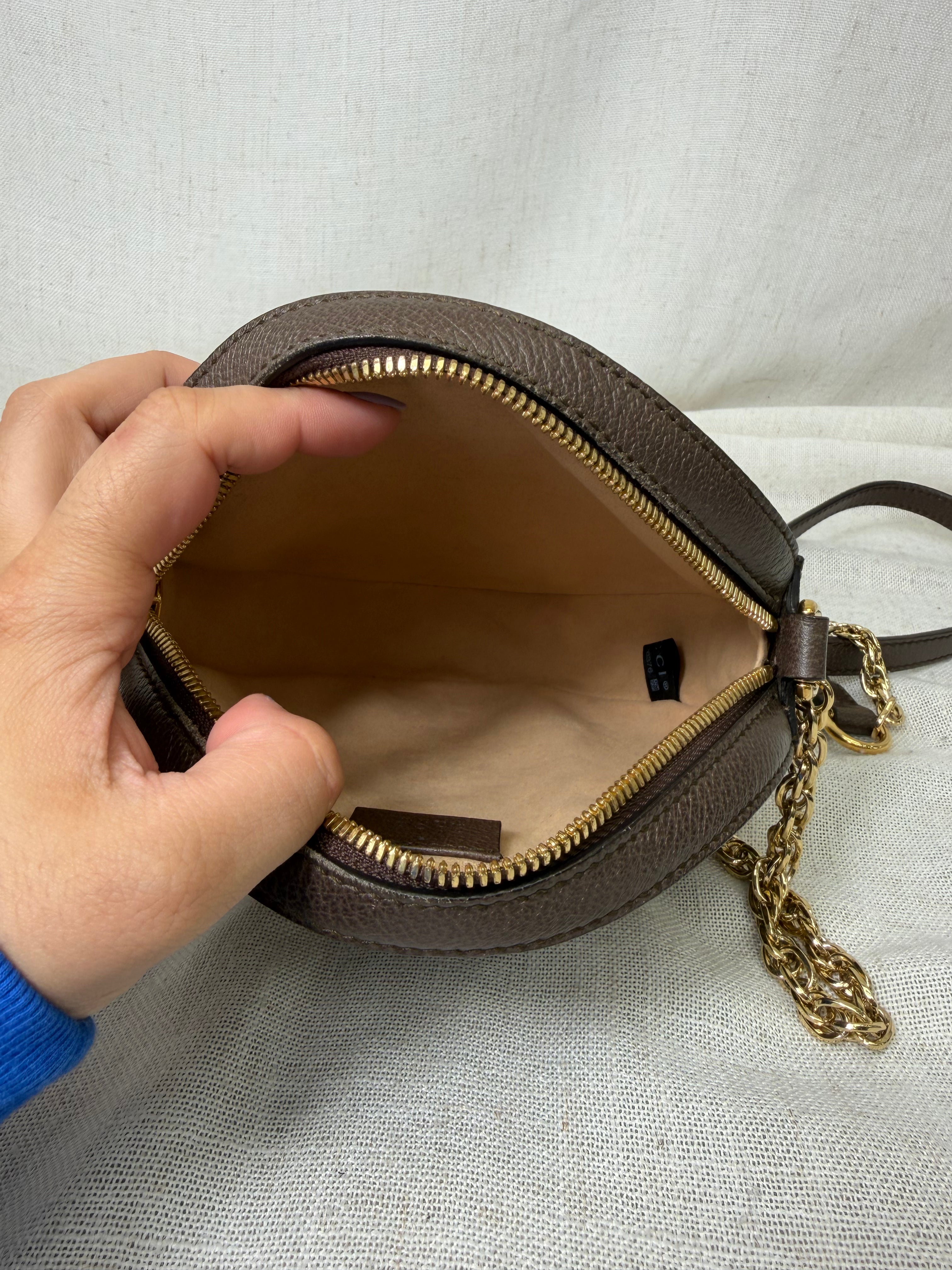 Gucci Ophidia Coated Canvas Mini Round Shoulder Bag