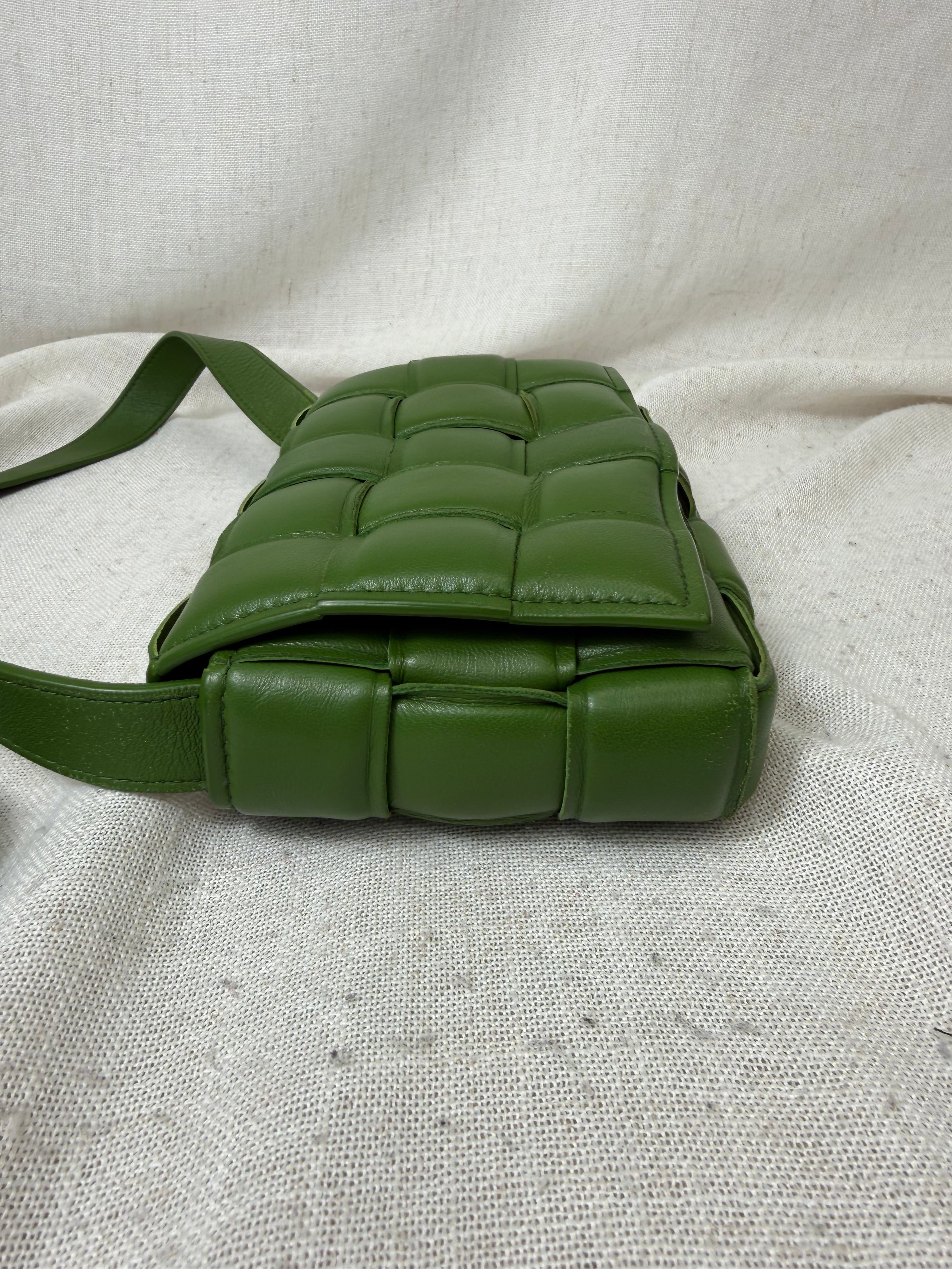 Bottega Veneta Green Padded Intrecciato Leather Crossbody Bag