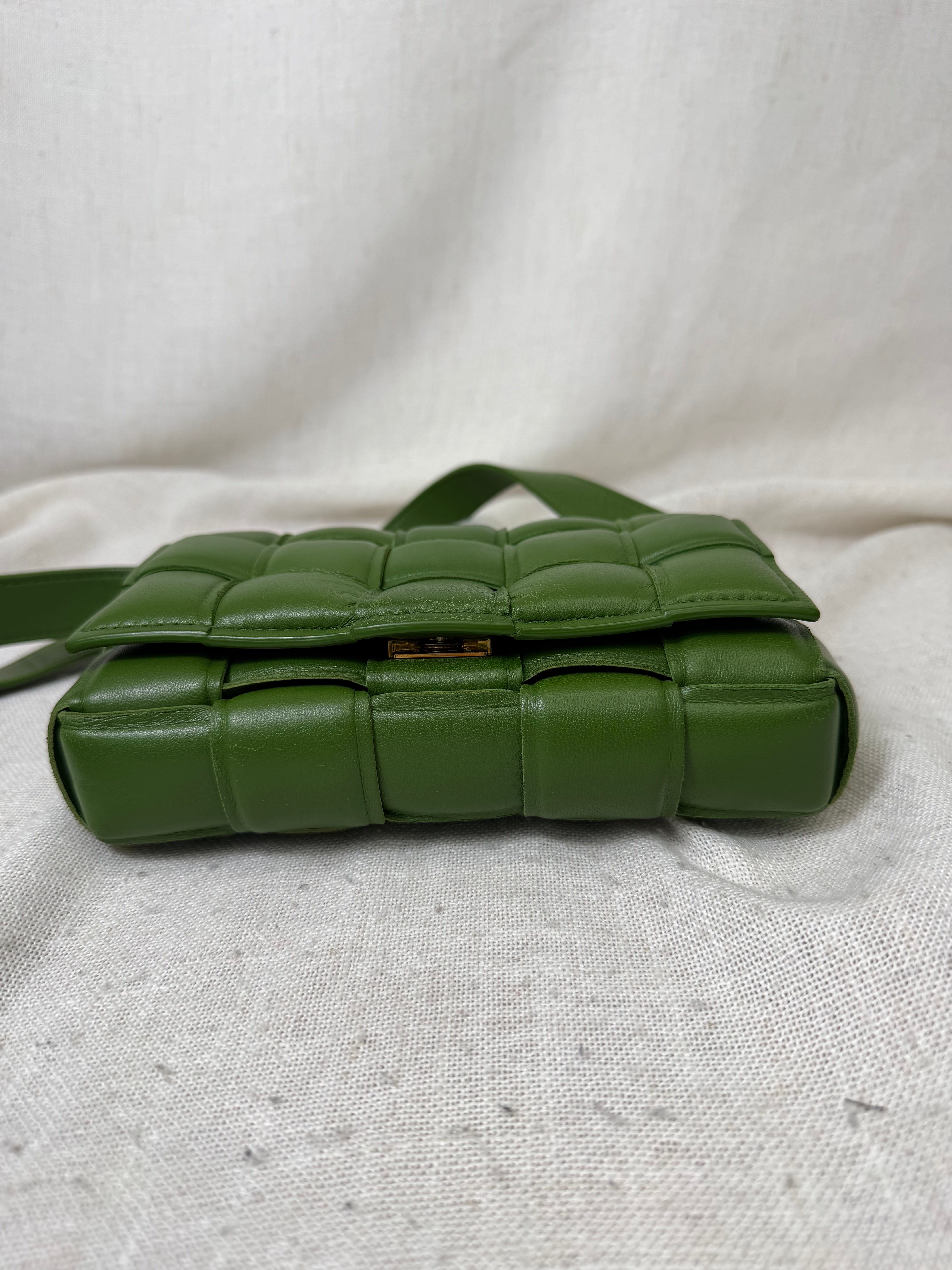 Bottega Veneta Green Padded Intrecciato Leather Crossbody Bag