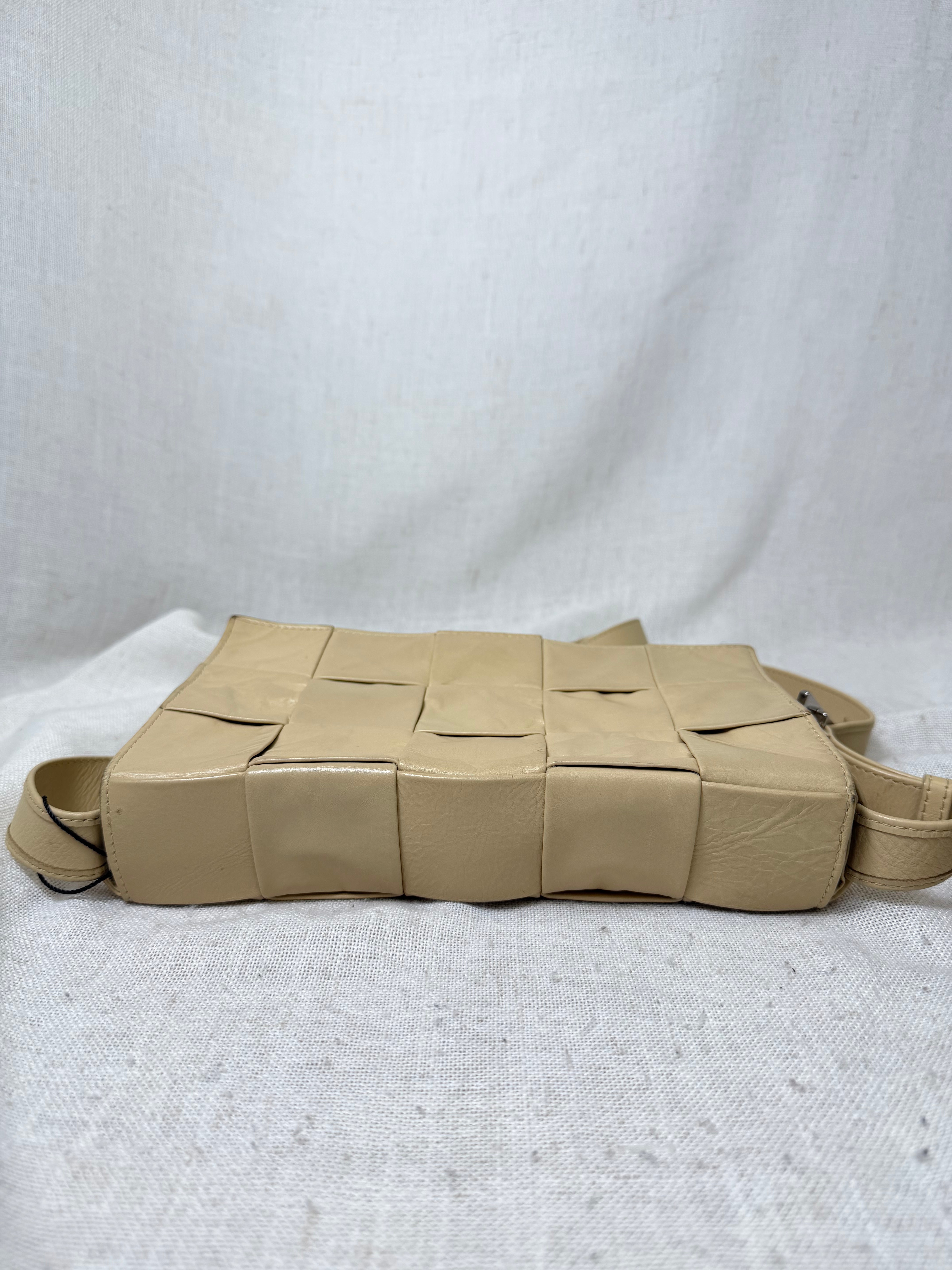 Bottega Veneta Beige Intrecciato Leather Cassette Crossbody Bag