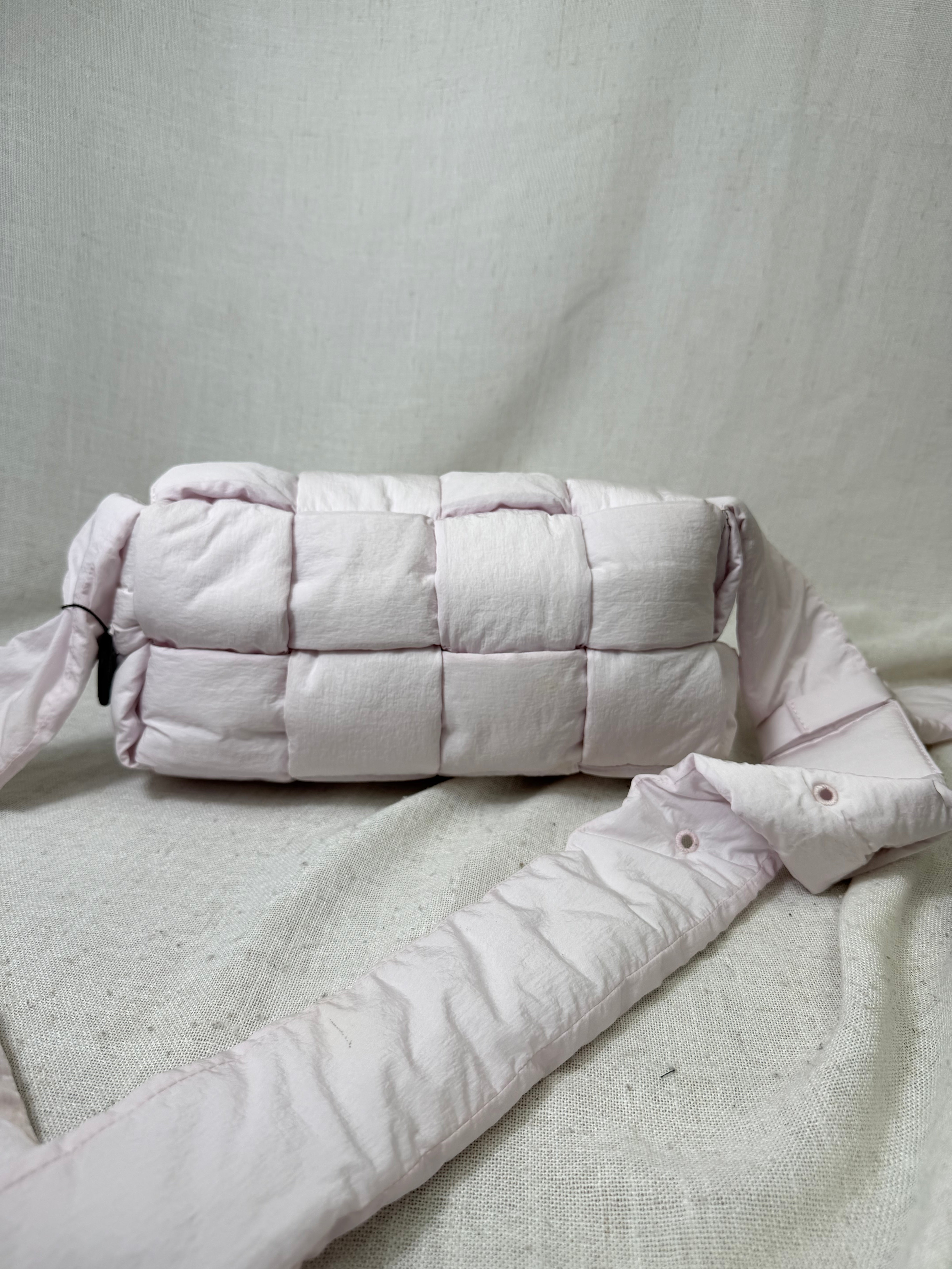 Bottega Veneta Pink Nylon Padded Tech Cassette Crossbody Bag