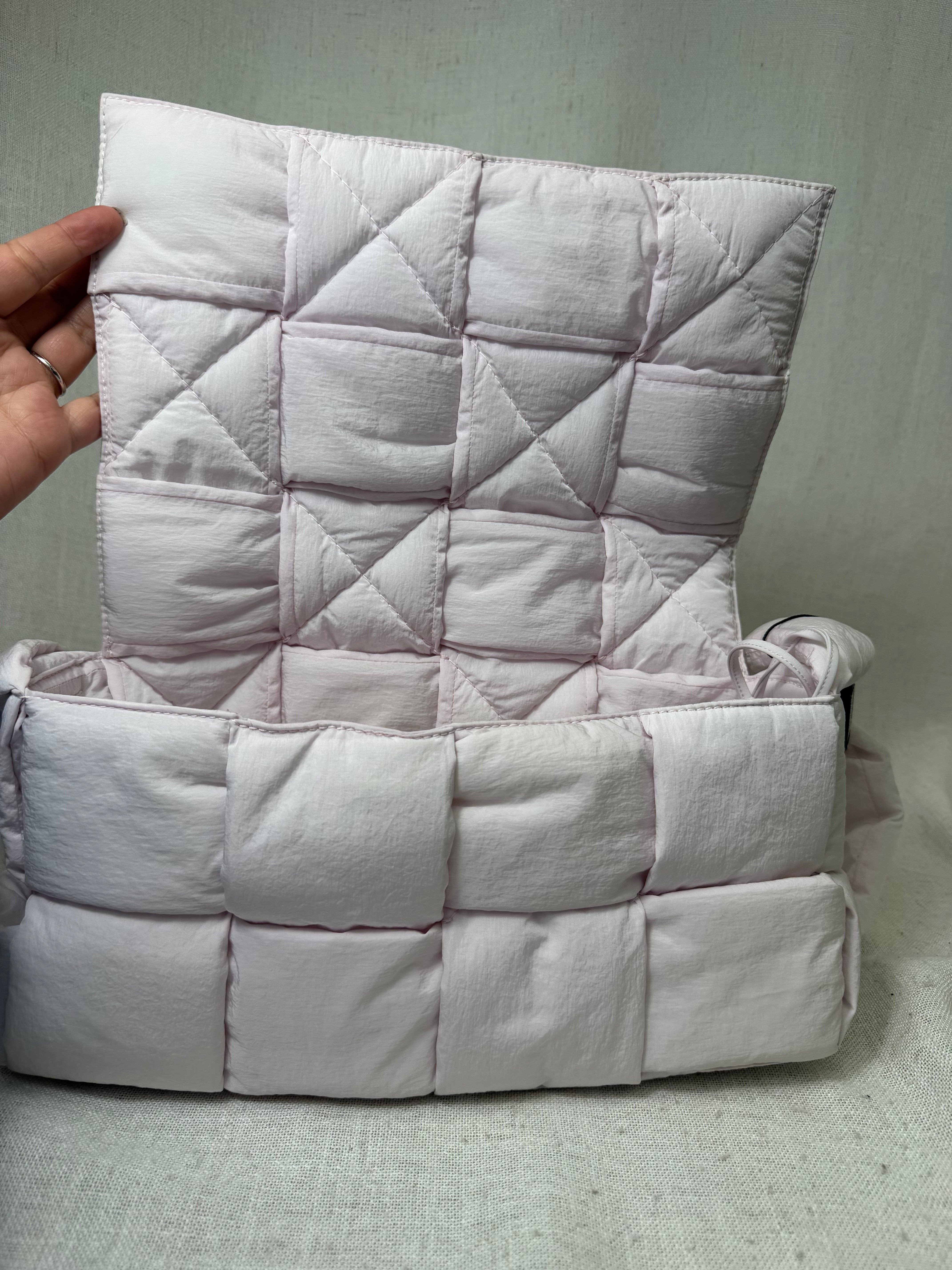 Bottega Veneta Pink Nylon Padded Tech Cassette Crossbody Bag