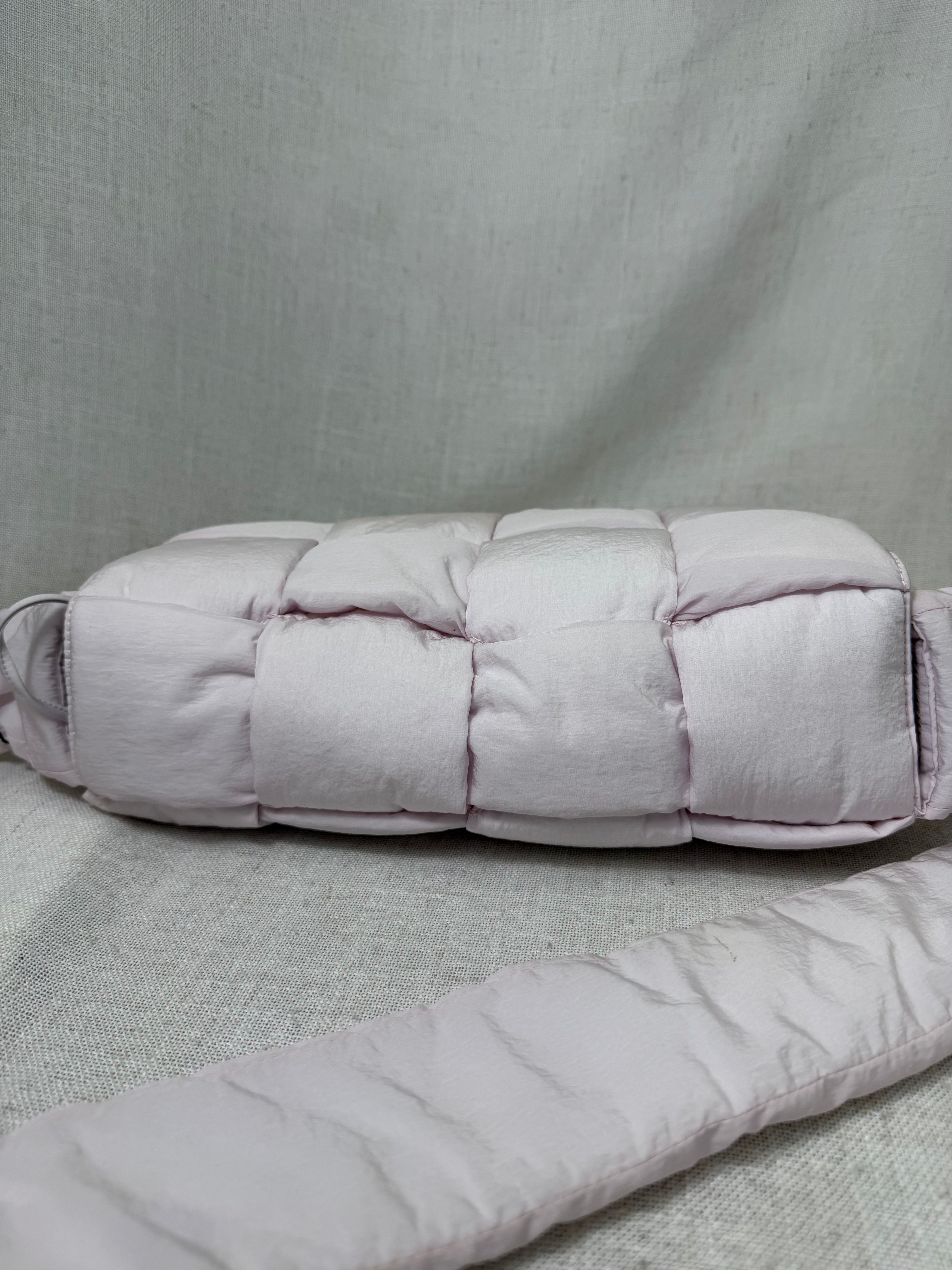 Bottega Veneta Pink Nylon Padded Tech Cassette Crossbody Bag