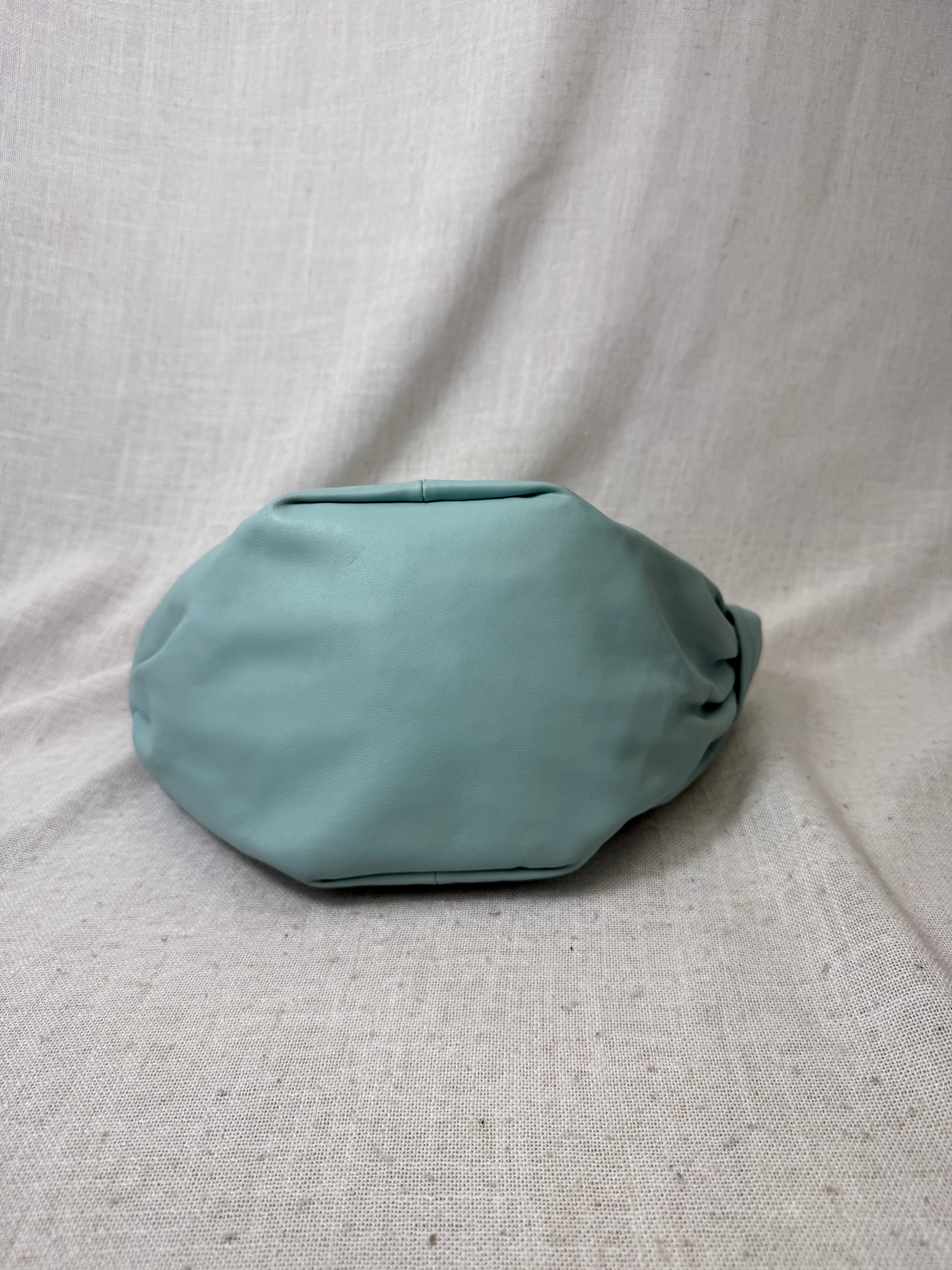 Bottega Veneta Blue Calfskin Leather Mini Double Knot Handbag