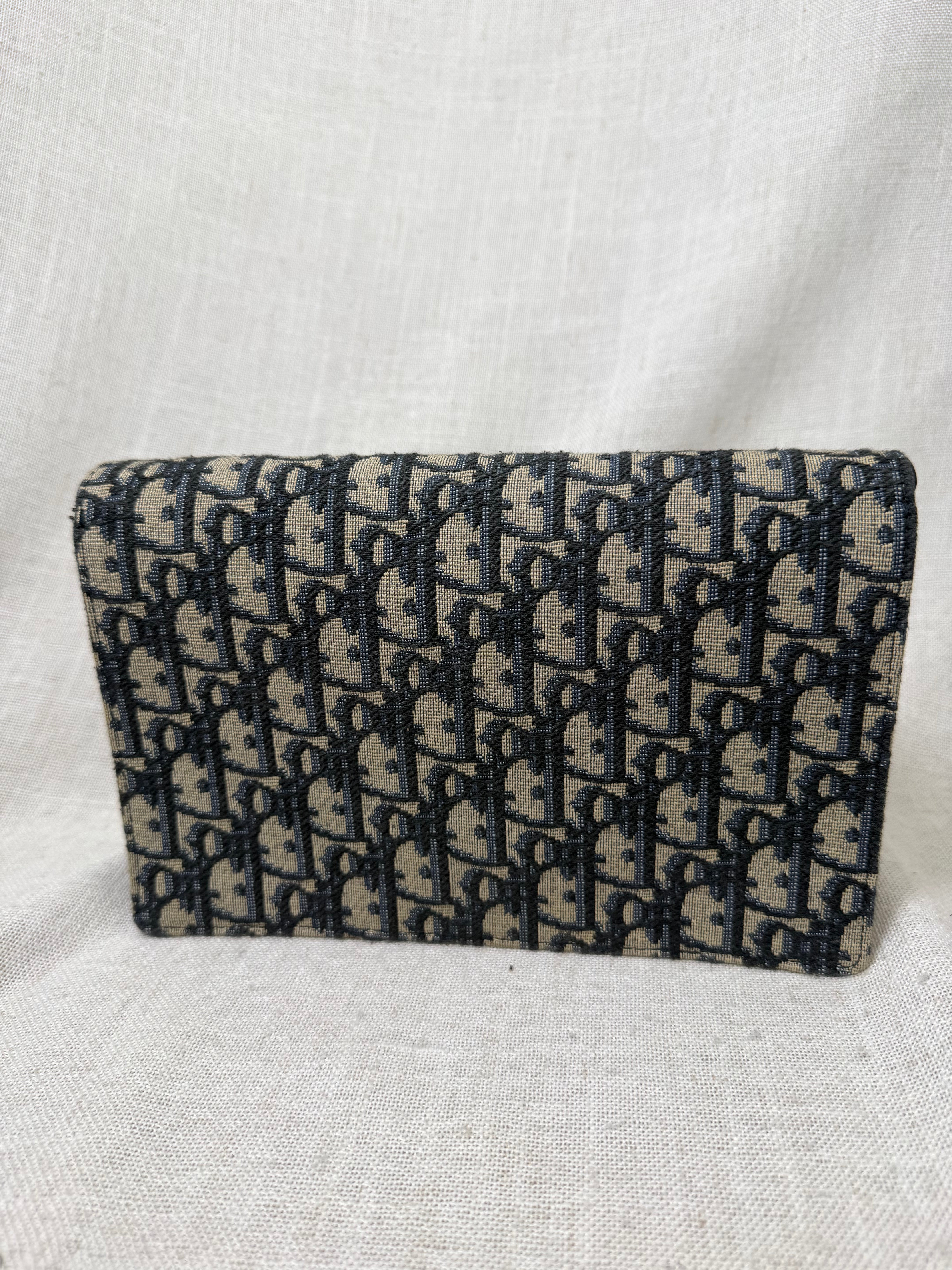 Christian Dior Blue Oblique Jacquard Saddle Chain Clutch