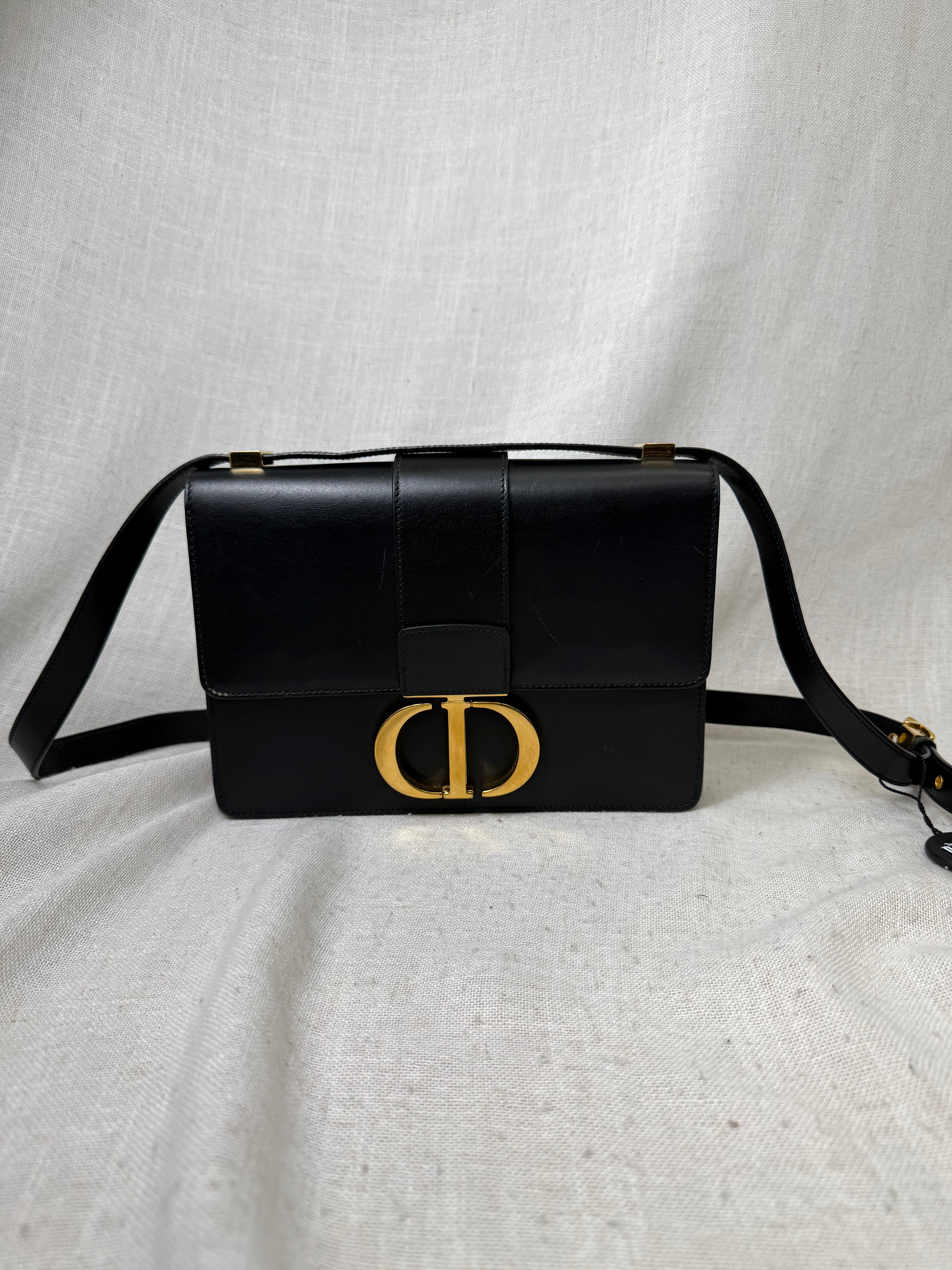 Christian Dior Black Calfskin Leather 30 Montaigne Handbag