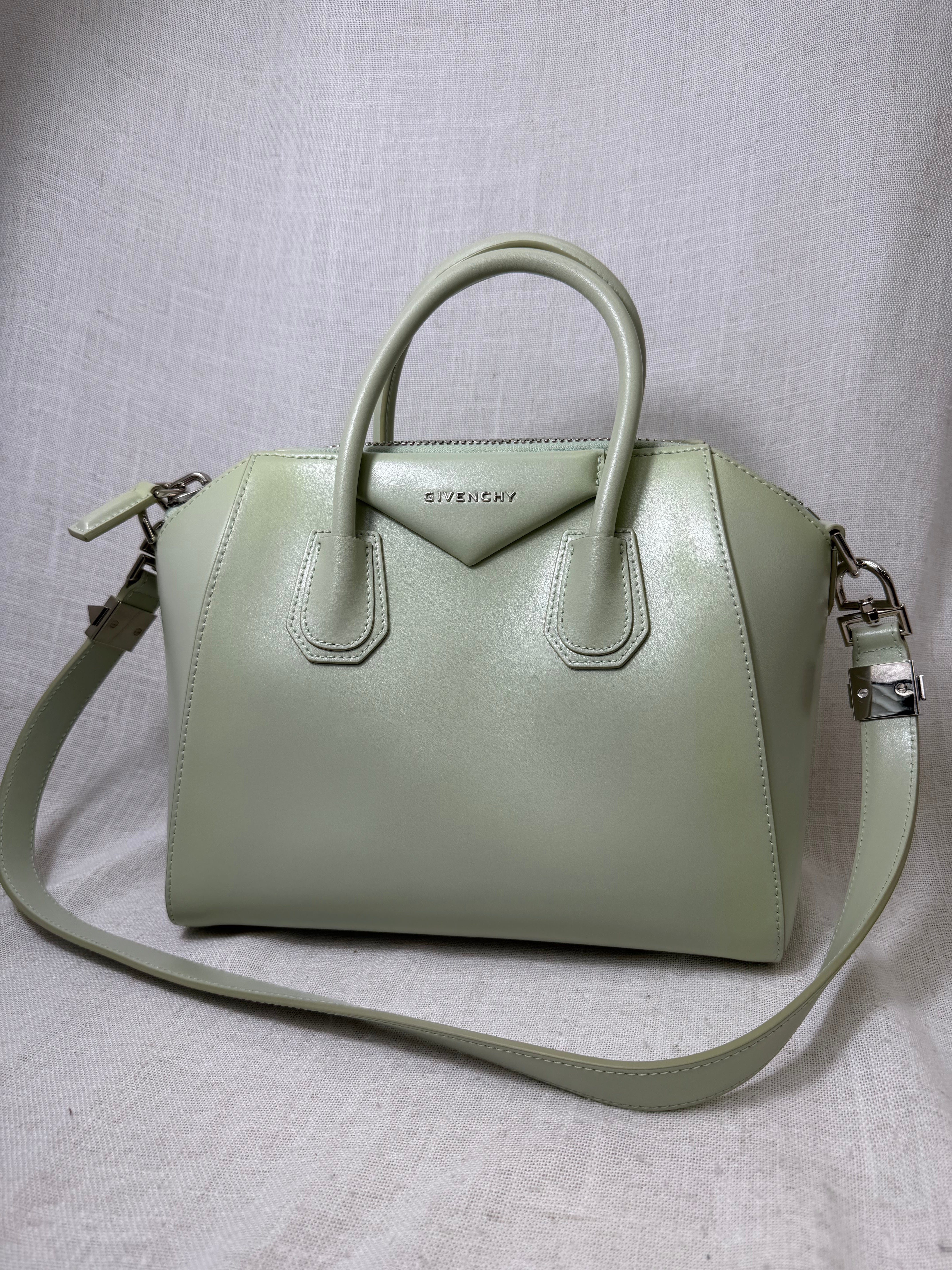 Givenchy Mint Green Calfskin Leather Small Antigona Soft Handbag