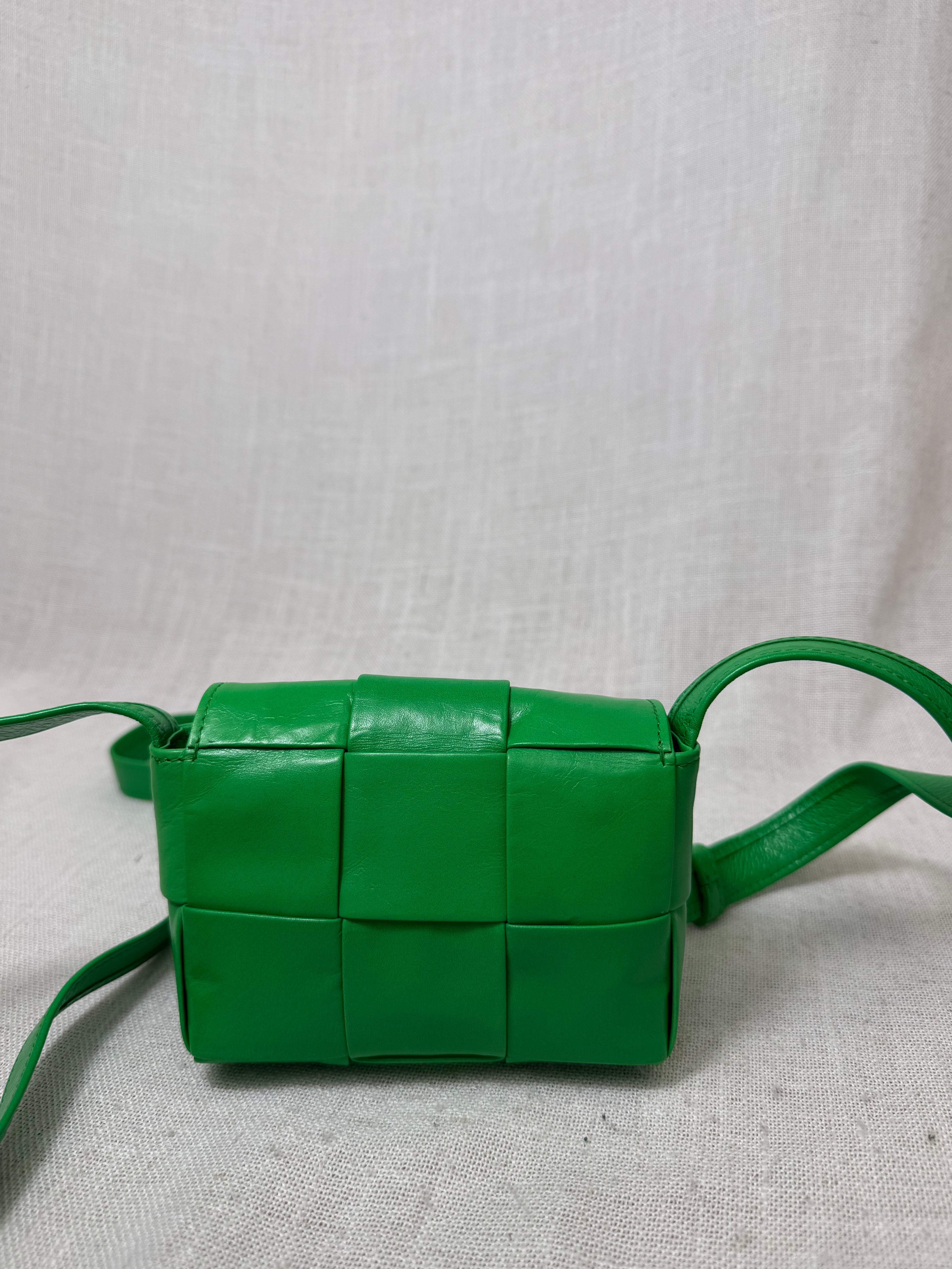 Bottega Veneta Green Intrecciato Leather Candy Cassette Mini Crossbody Bag