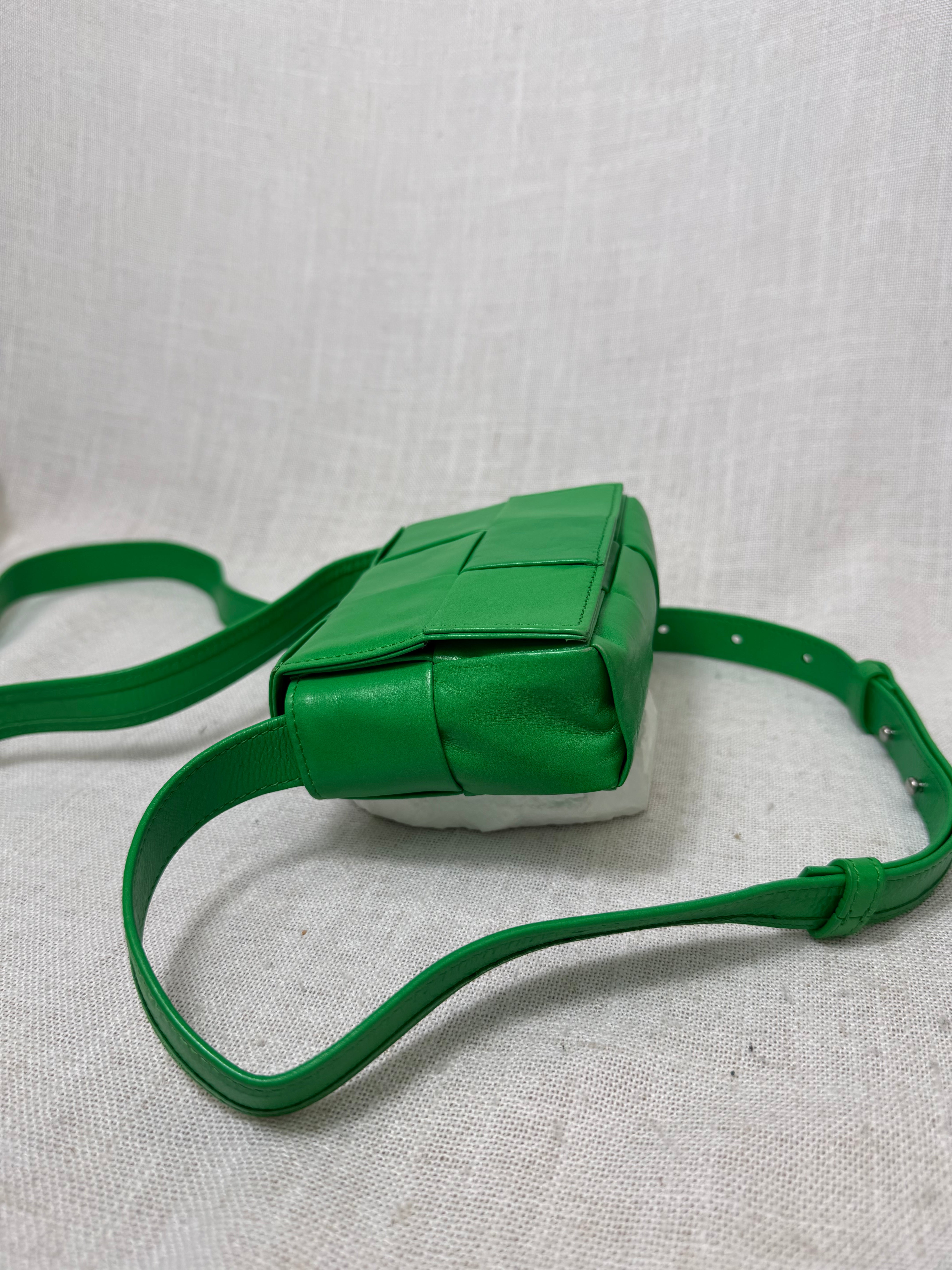 Bottega Veneta Green Intrecciato Leather Candy Cassette Mini Crossbody Bag