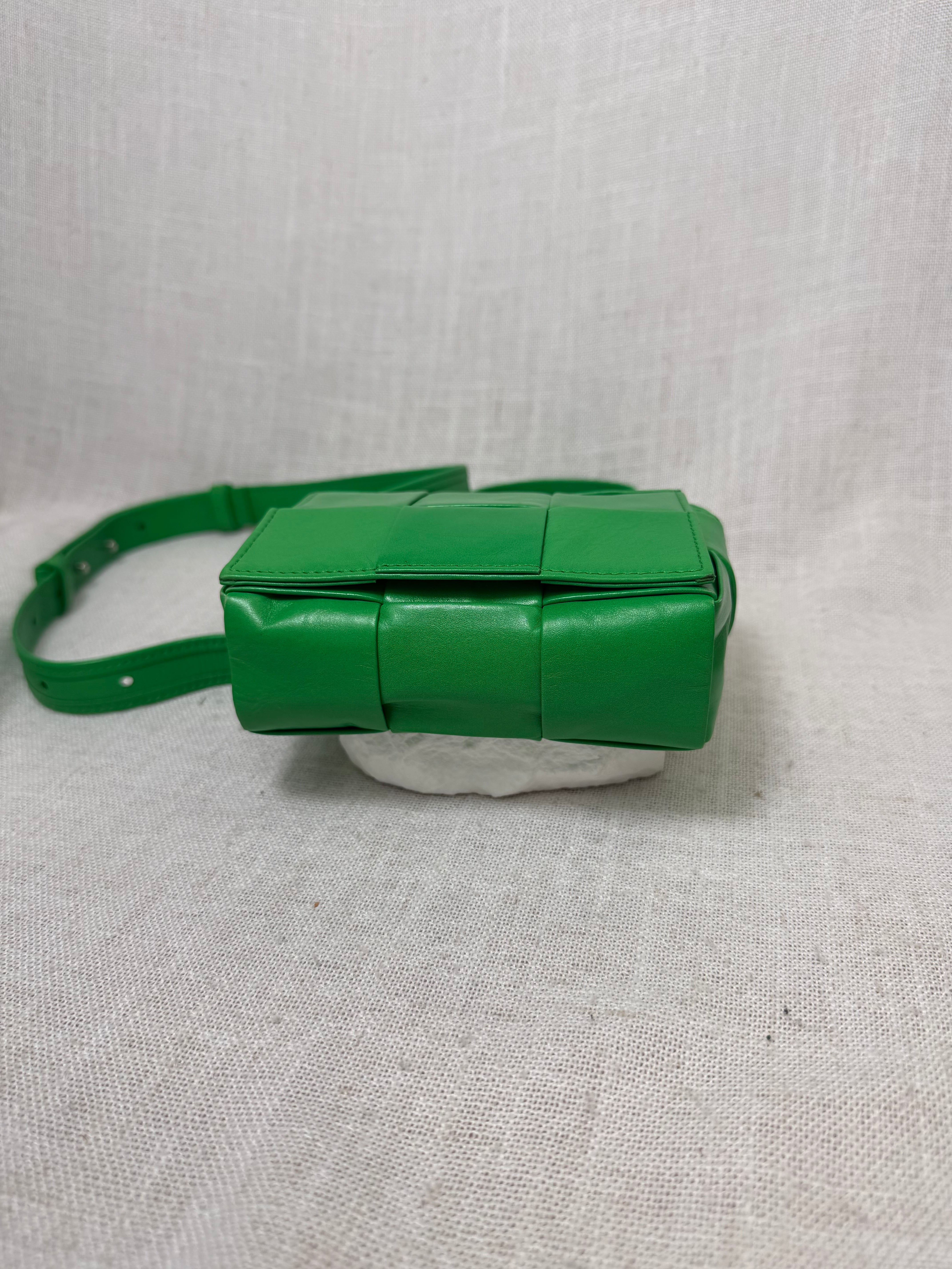 Bottega Veneta Green Intrecciato Leather Candy Cassette Mini Crossbody Bag