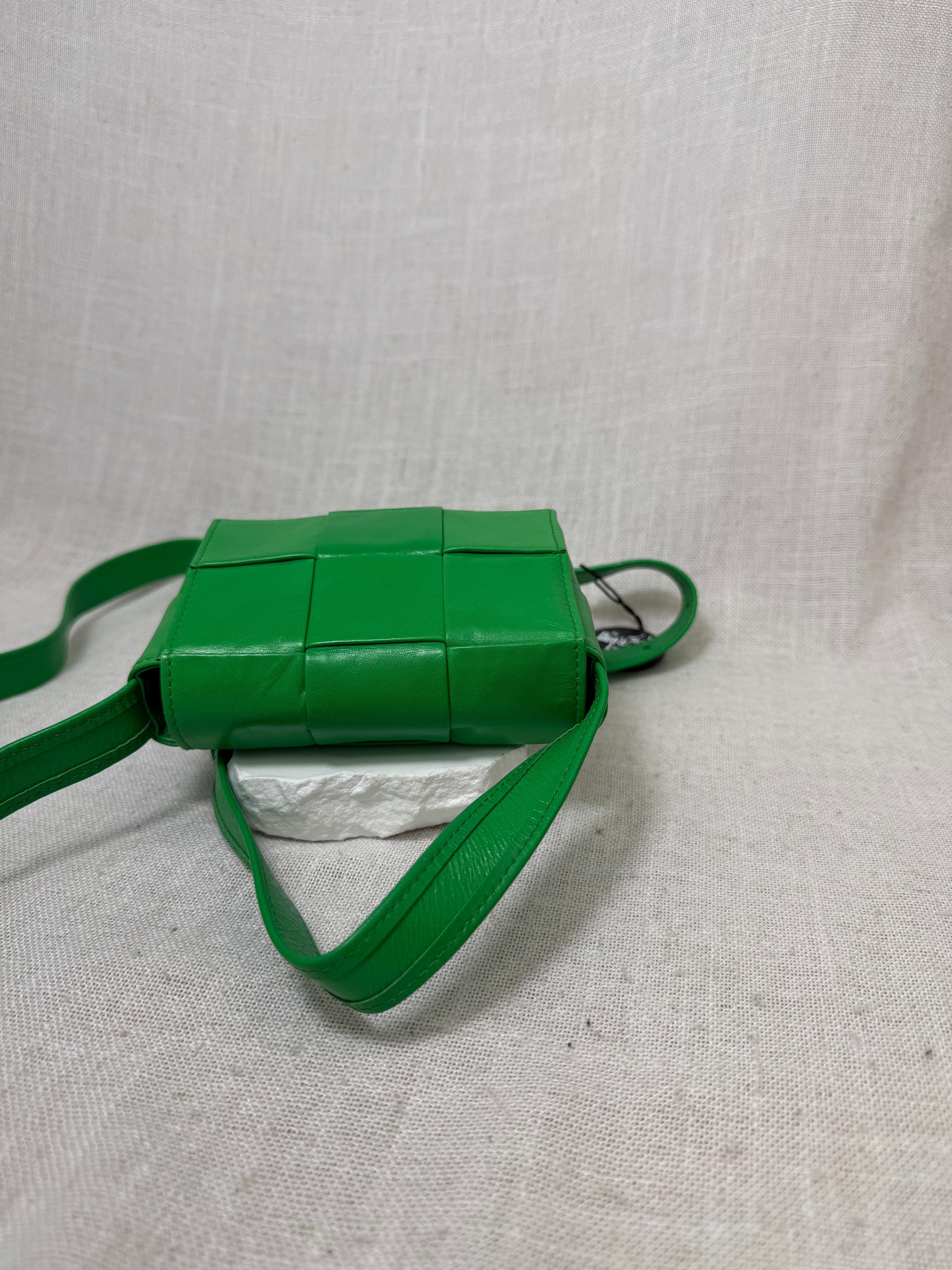 Bottega Veneta Green Intrecciato Leather Candy Cassette Mini Crossbody Bag