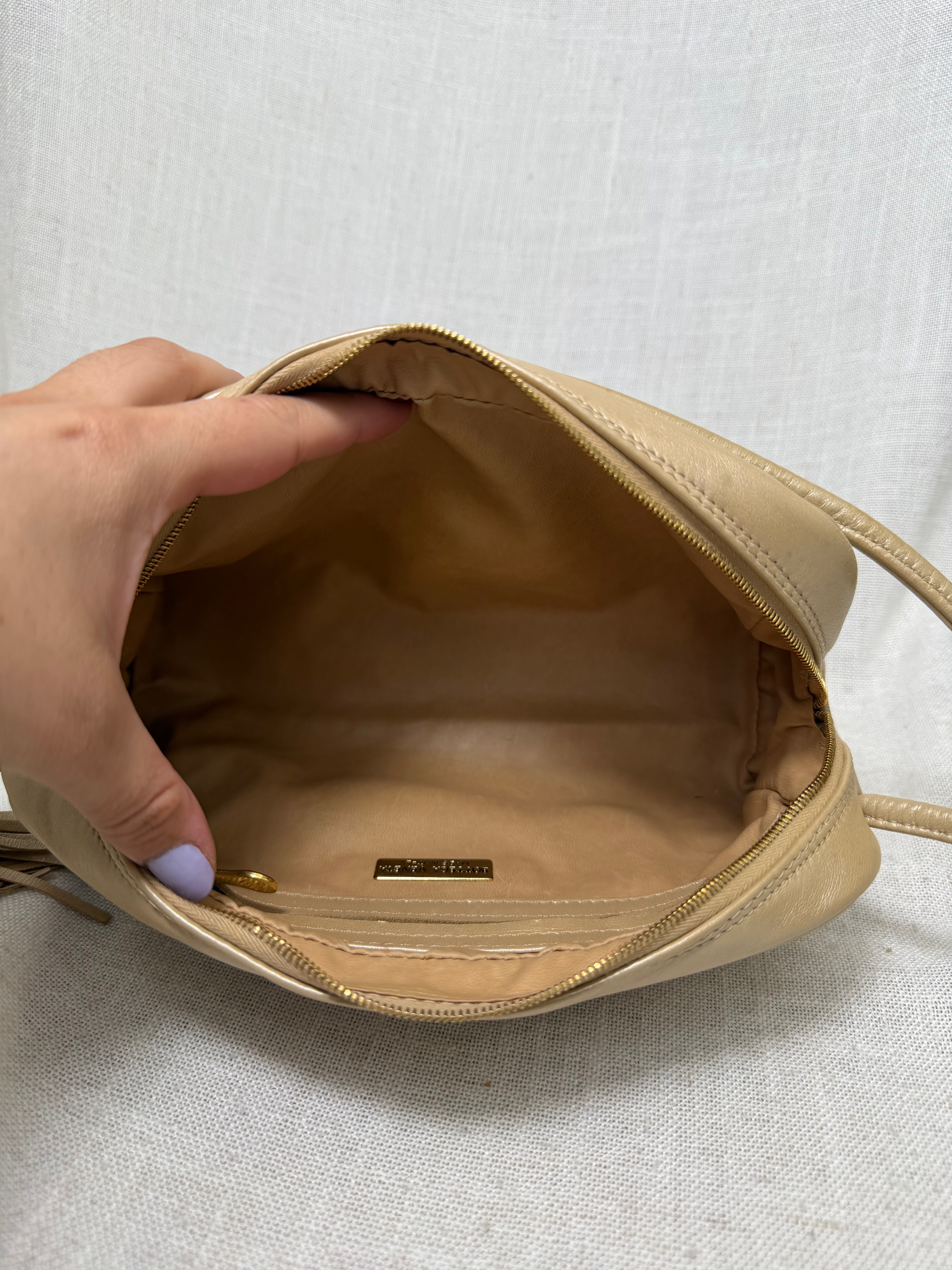 Bottega Veneta Gold Intrecciato Leather Crossbody Bag