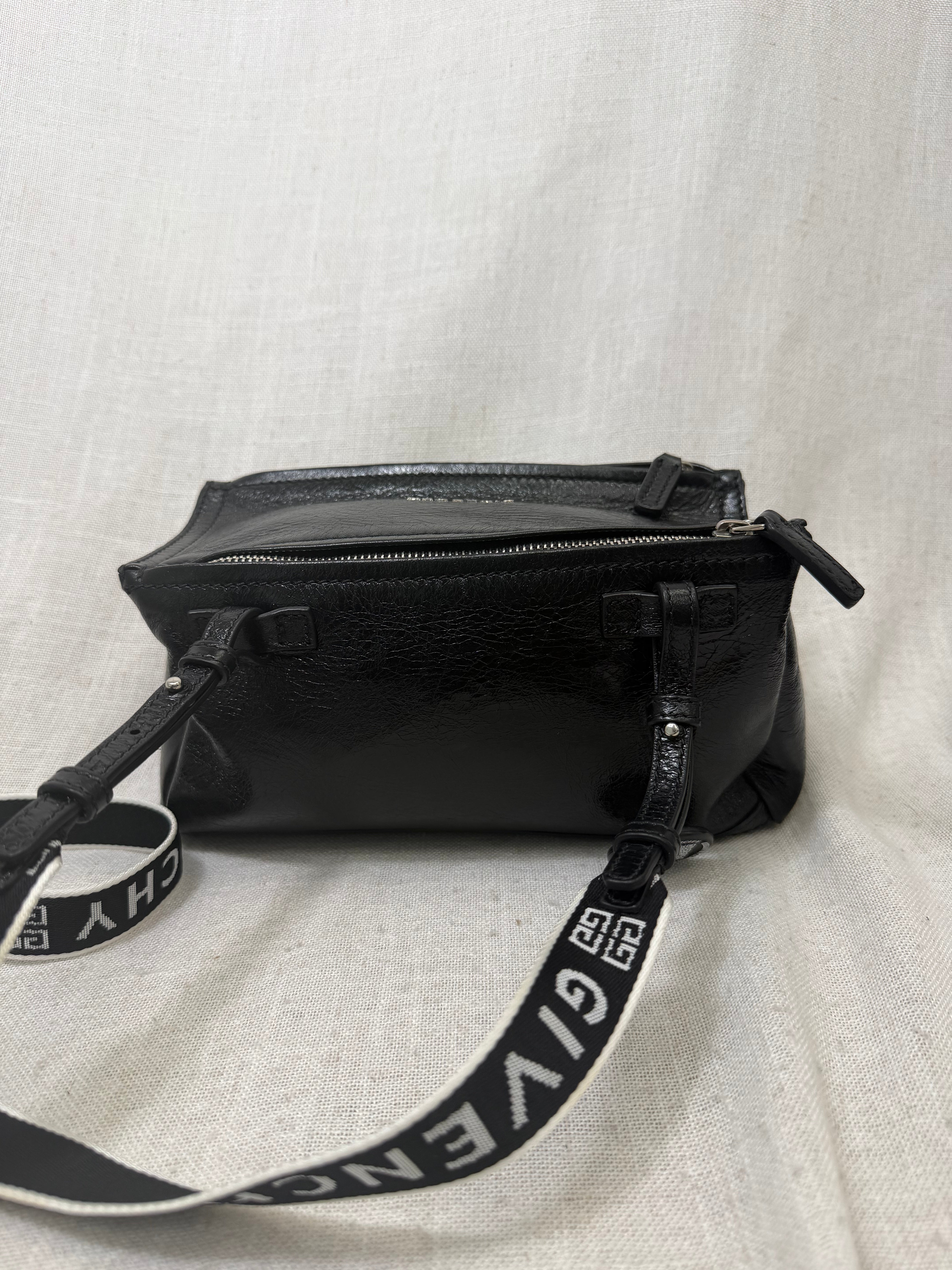 Givenchy Black Crinkled Leather Small Pandora Crossbody Bag