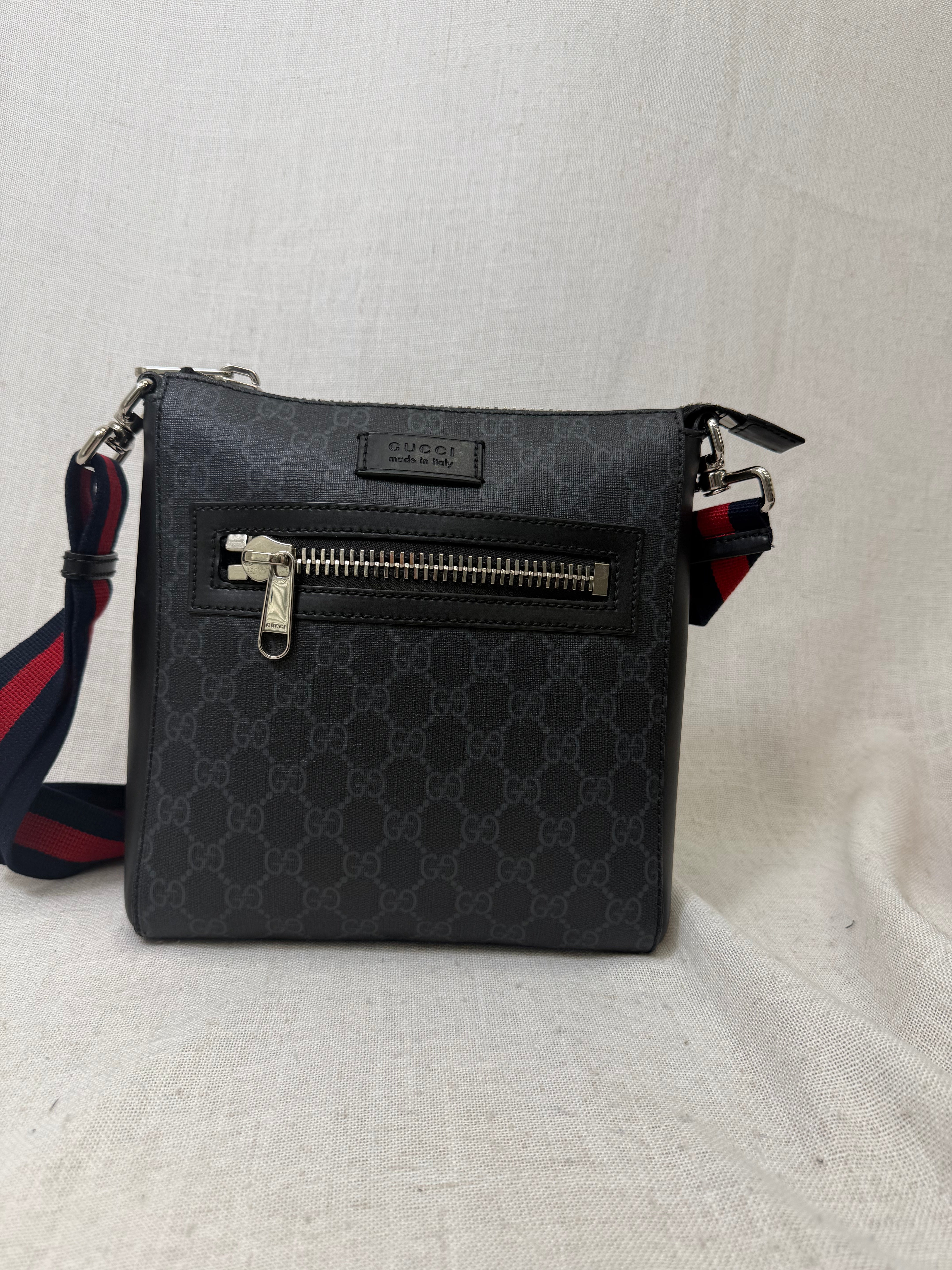 Gucci Black GG Supreme Messenger Bag