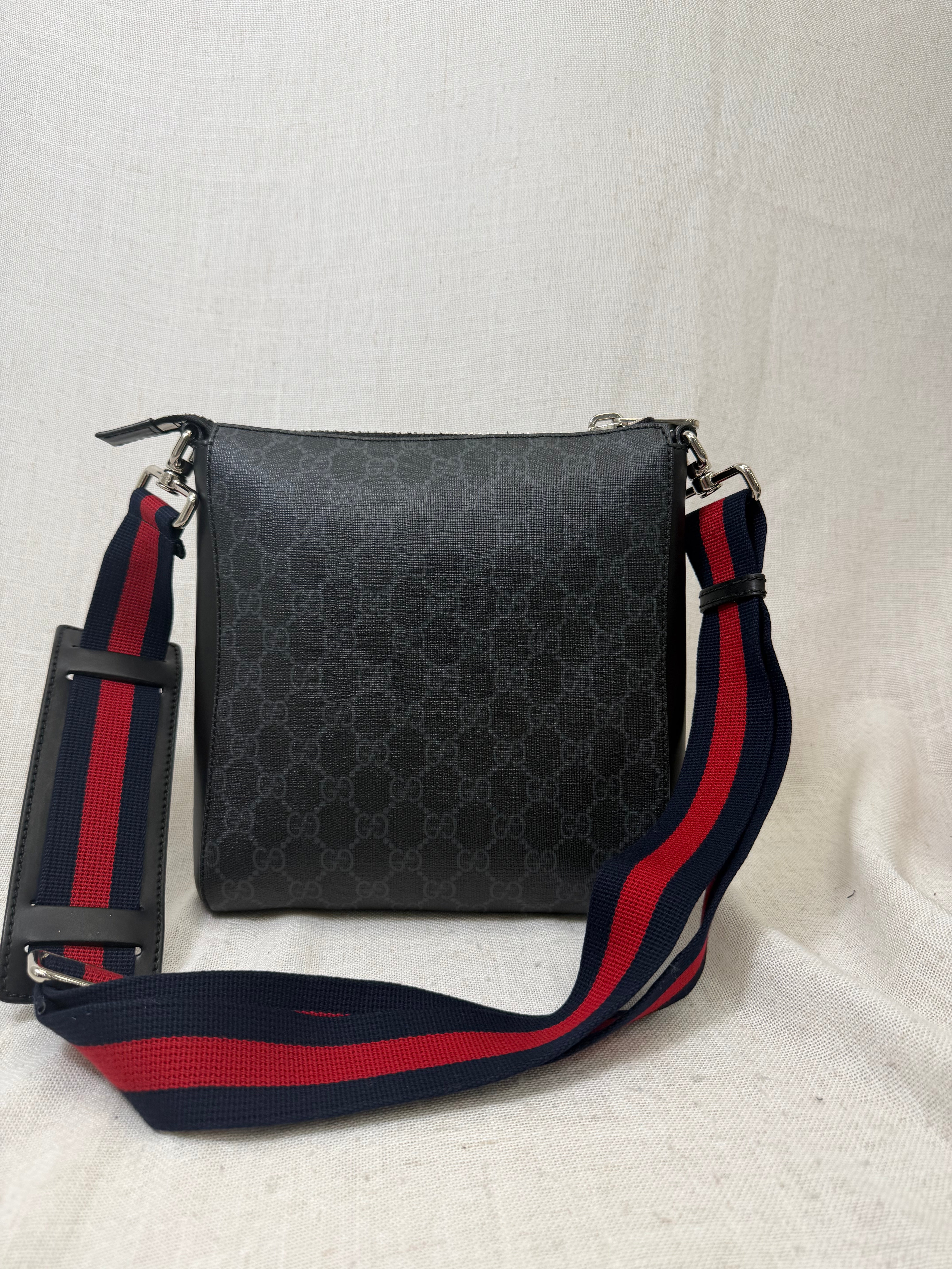 Gucci Black GG Supreme Messenger Bag