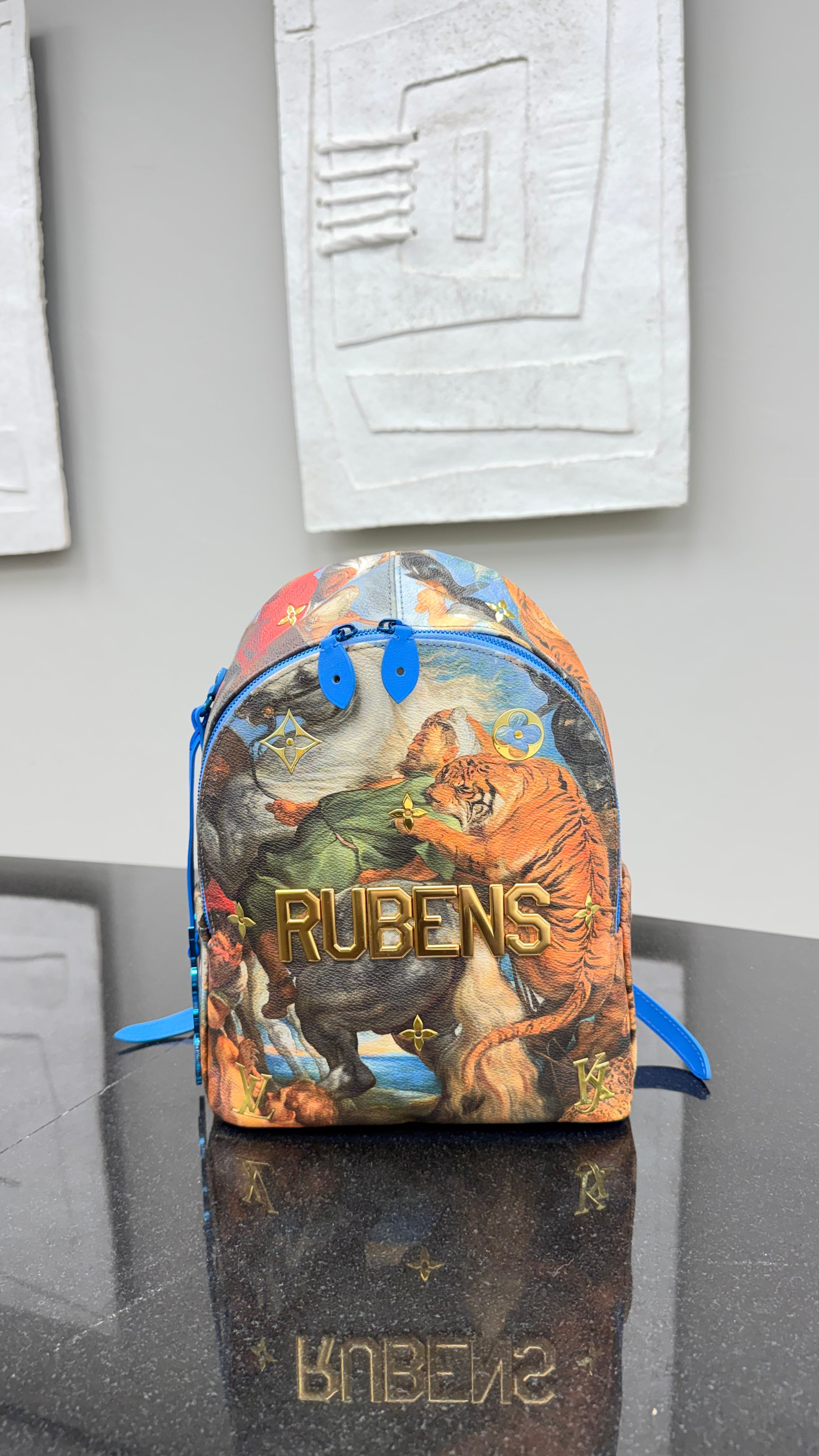 LIKE NEW - Louis Vuitton x Jeff Koons Blue Canvas Rubens Palm Springs Backpack