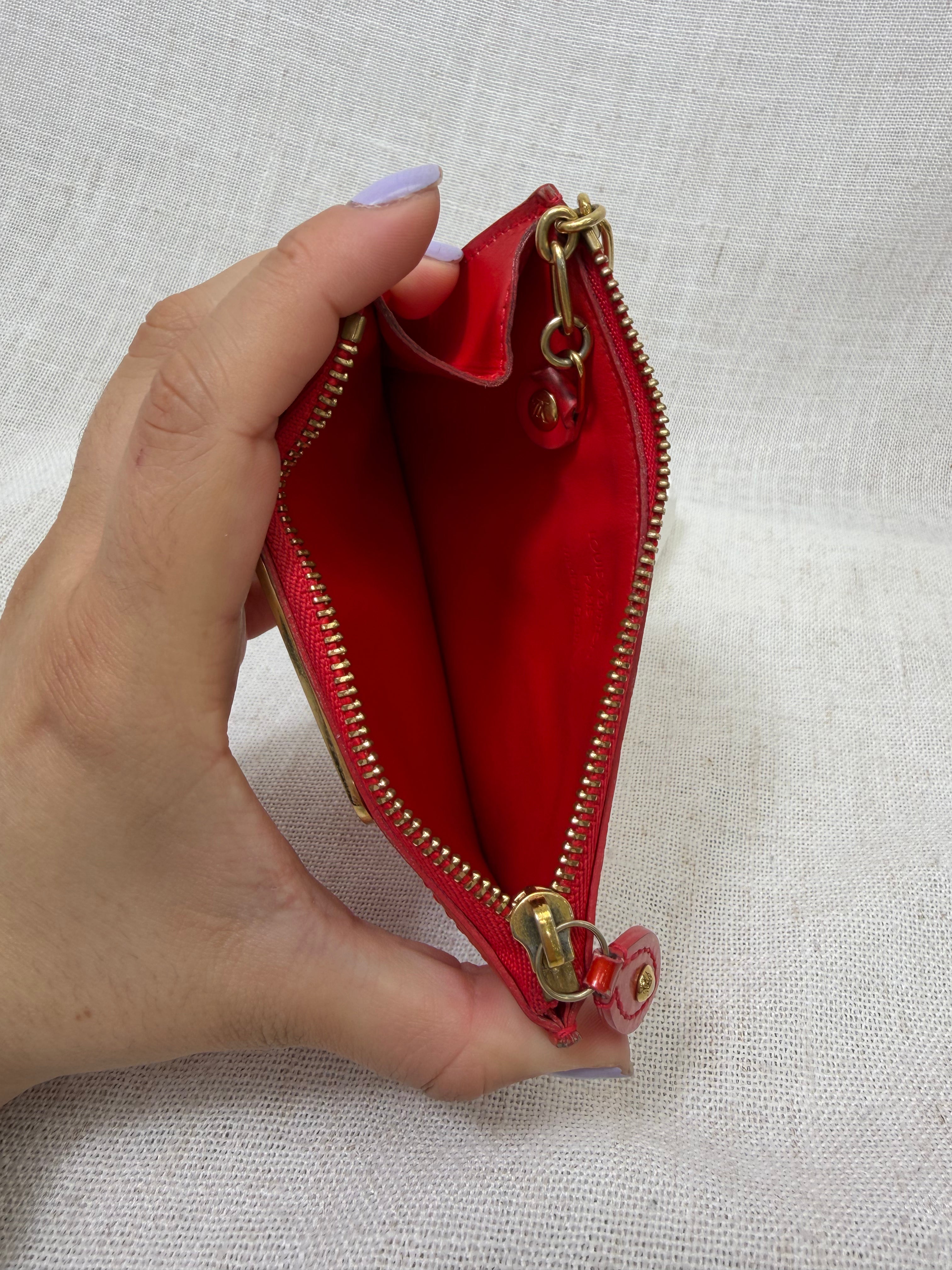 Louis Vuitton Red Vernis Pochette Key Cles