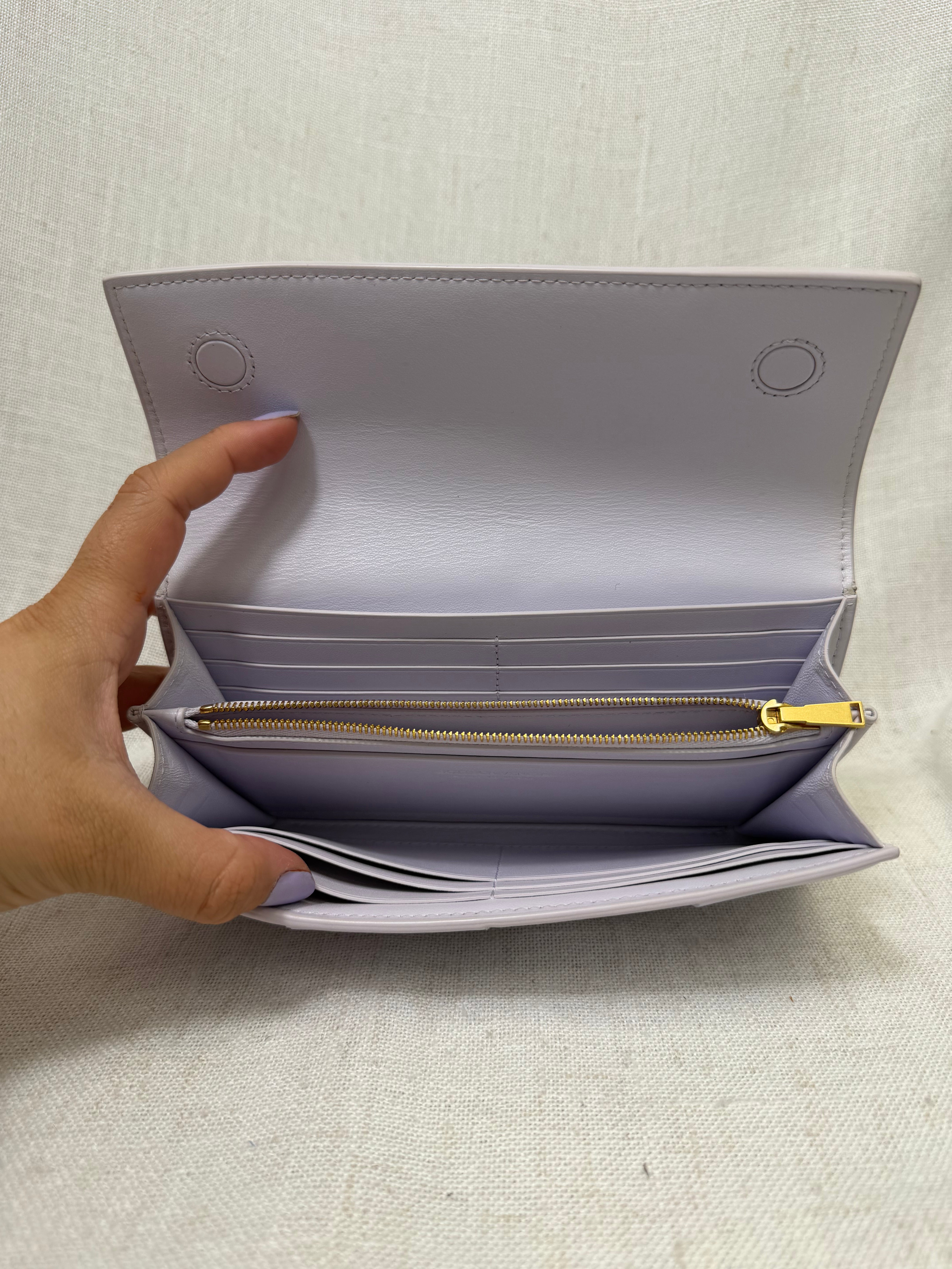 Bottega Veneta Lavender Leather Cassette Flap Wallet