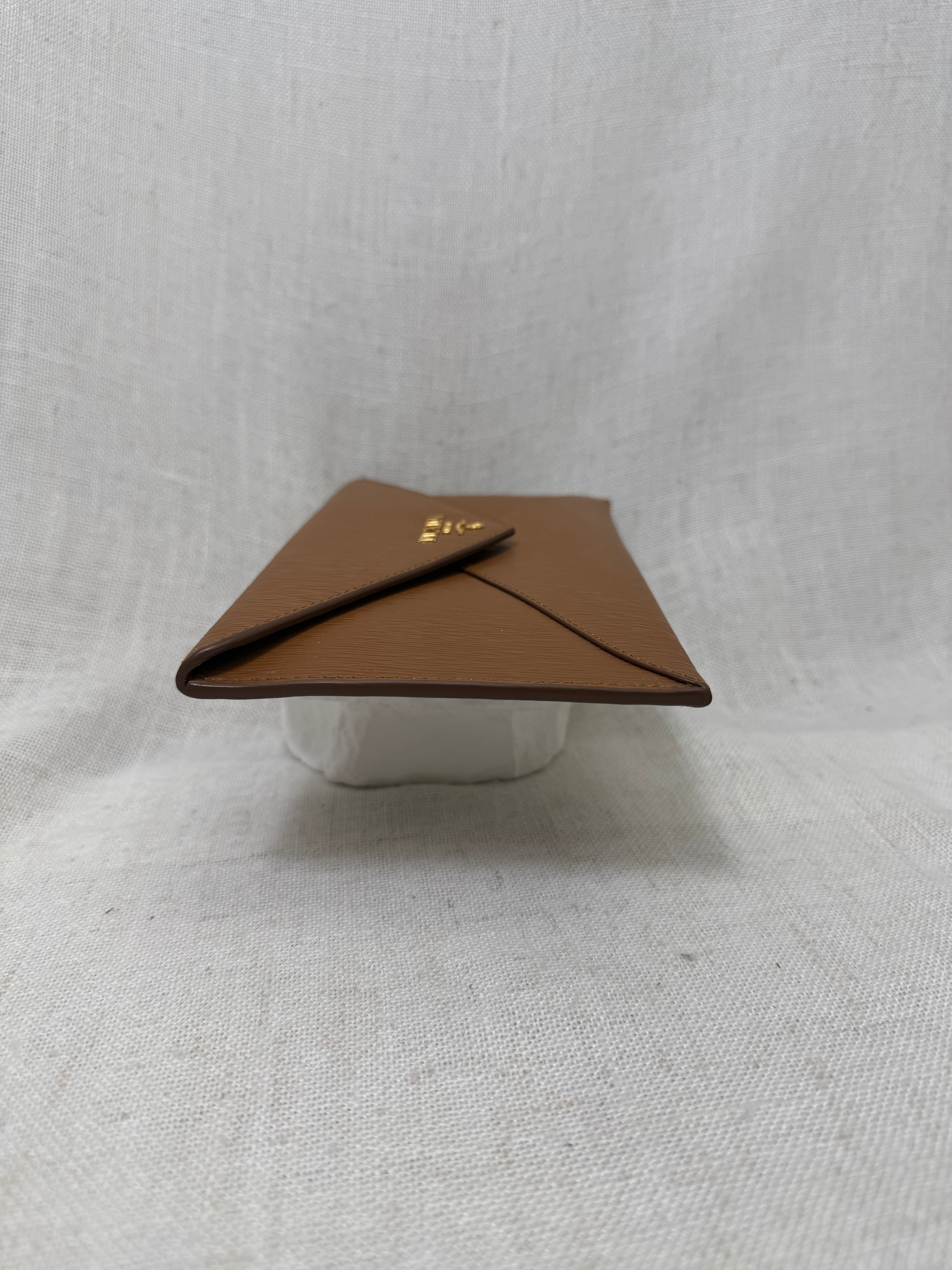 LIKE NEW - Prada Brown Vitello Leather Envelope Wallet
