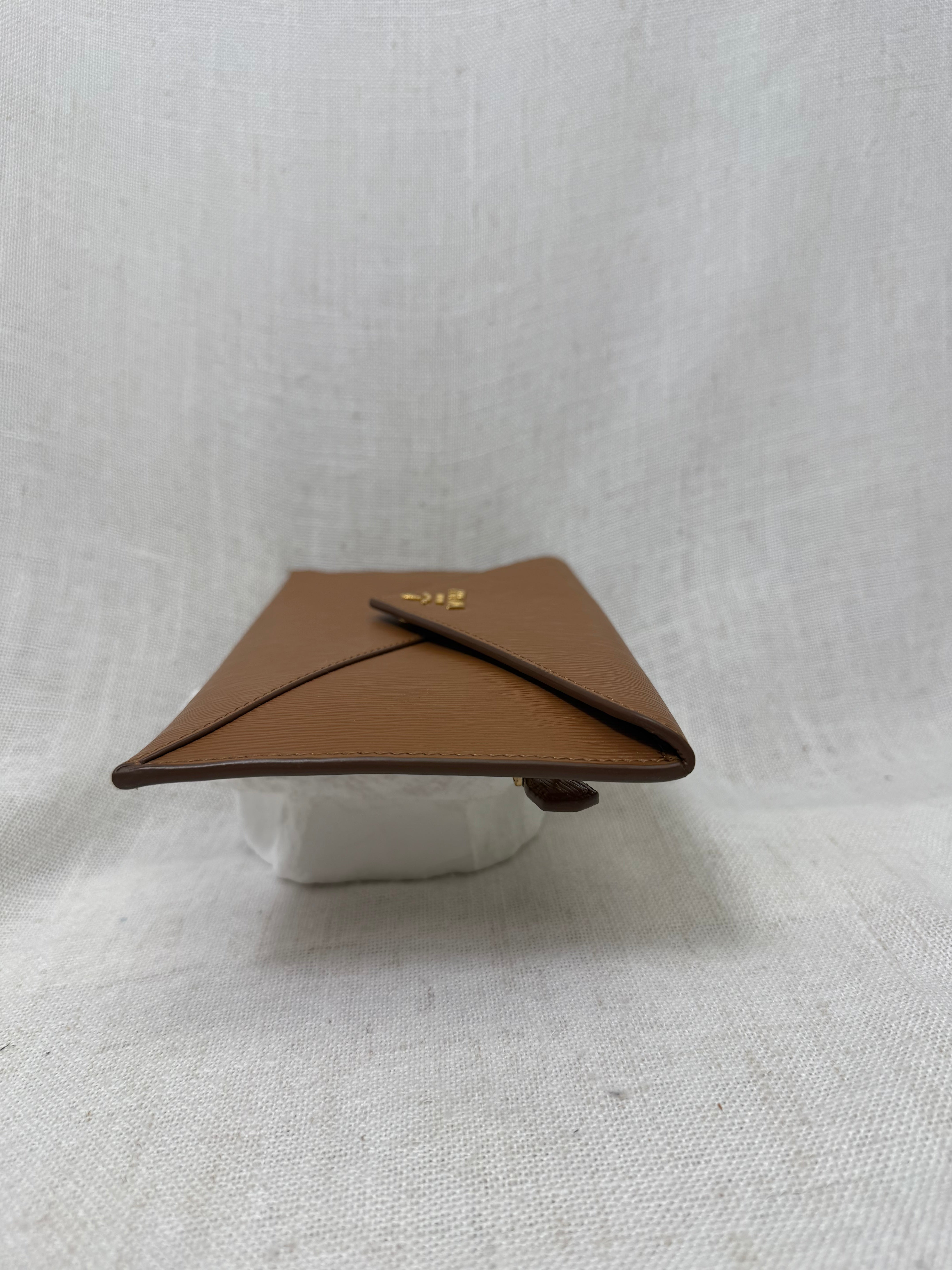 LIKE NEW - Prada Brown Vitello Leather Envelope Wallet