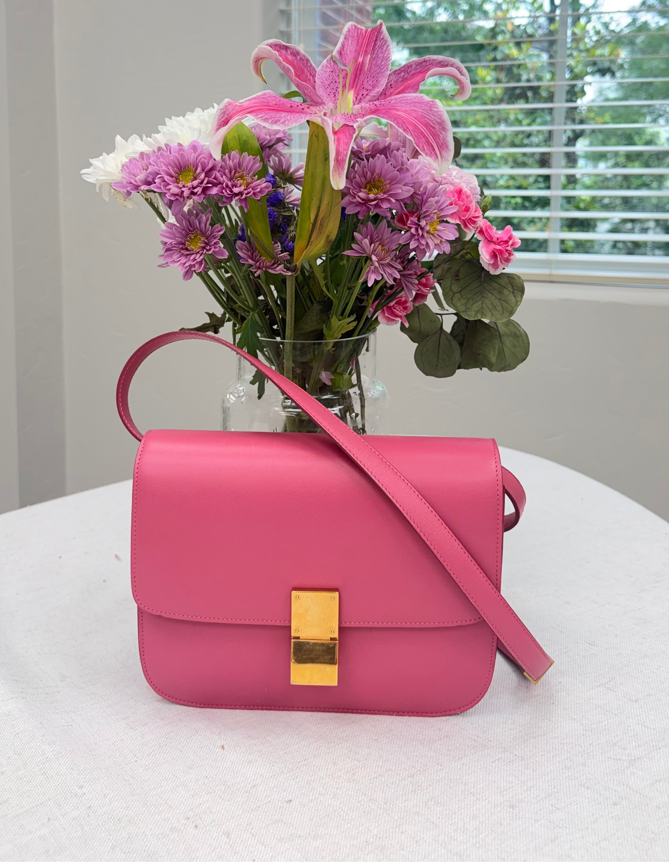 Celine Pink Leather Medium Classic Box Bag