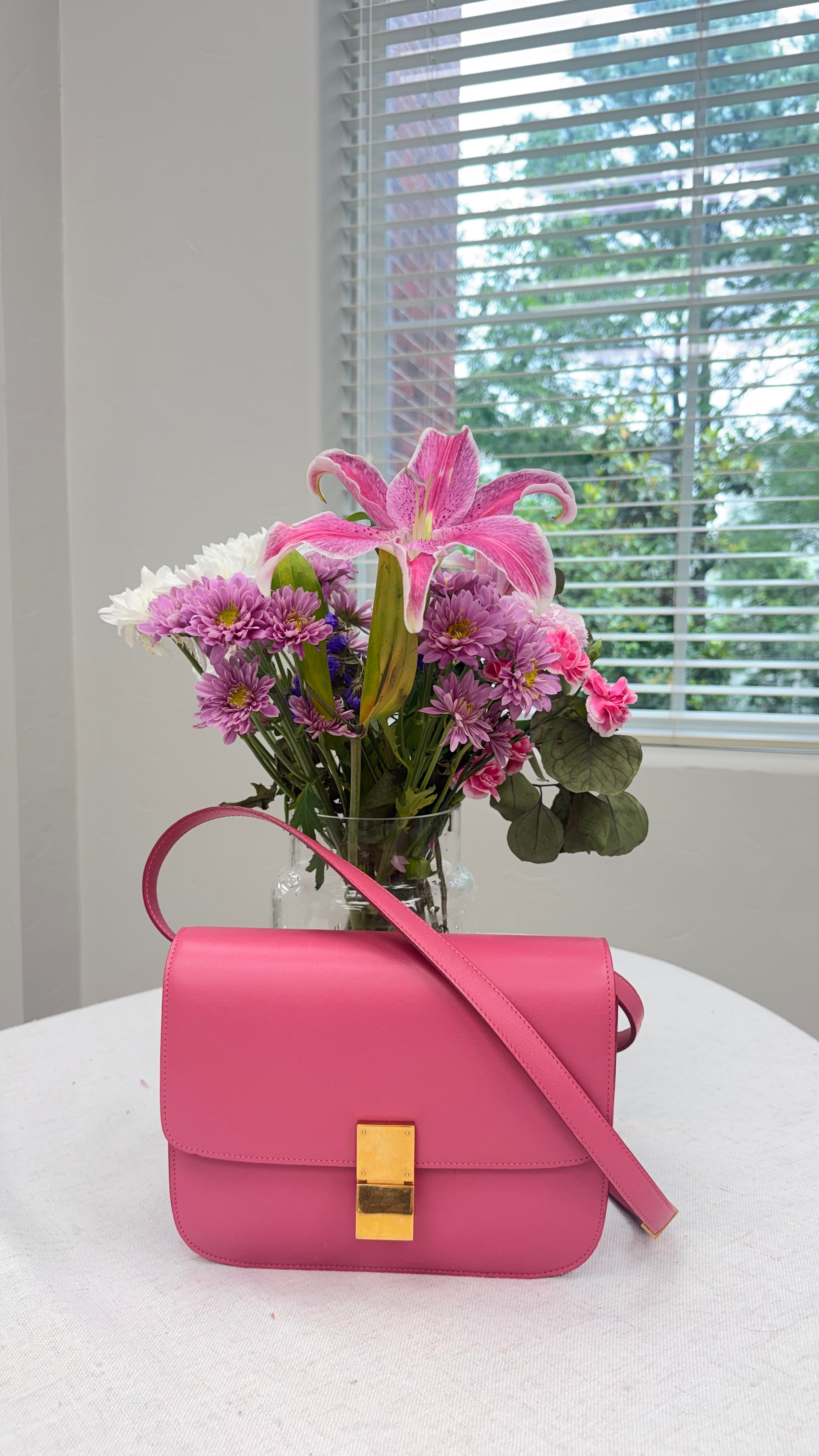 Celine Pink Leather Medium Classic Box Bag