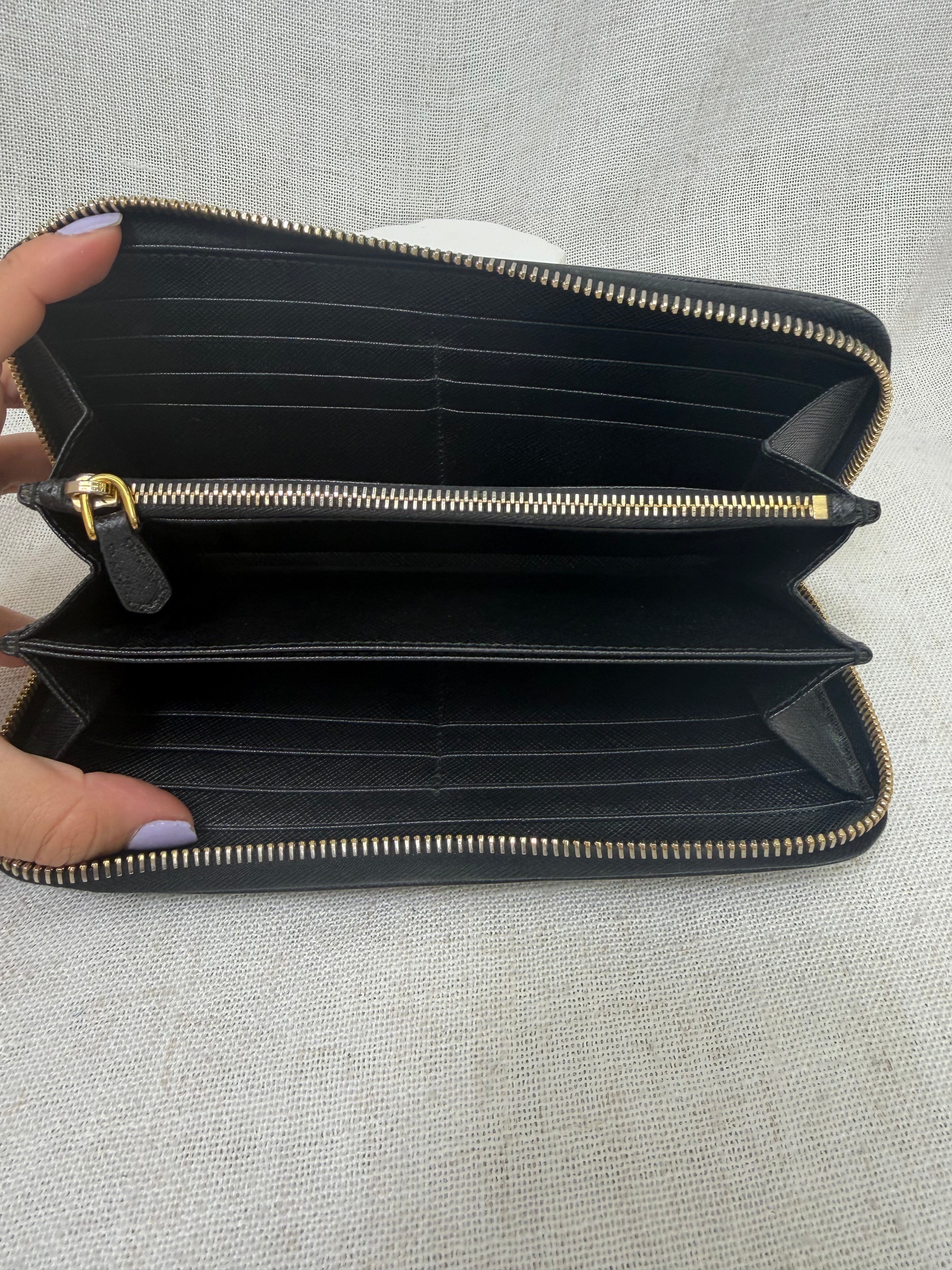 Prada Black Saffiano Leather Zippy wallet