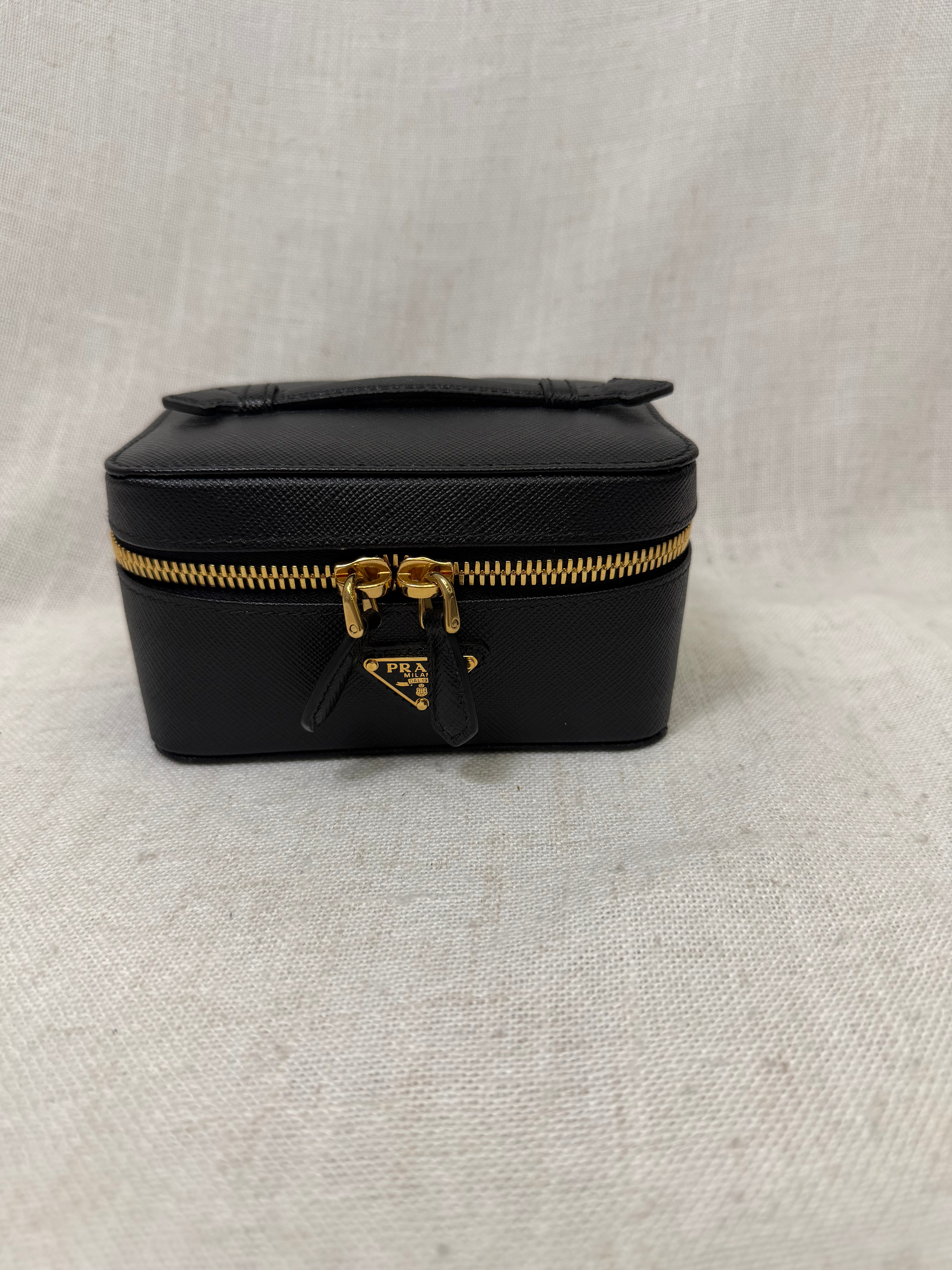 Prada Black Saffiano Leather Beauty Case