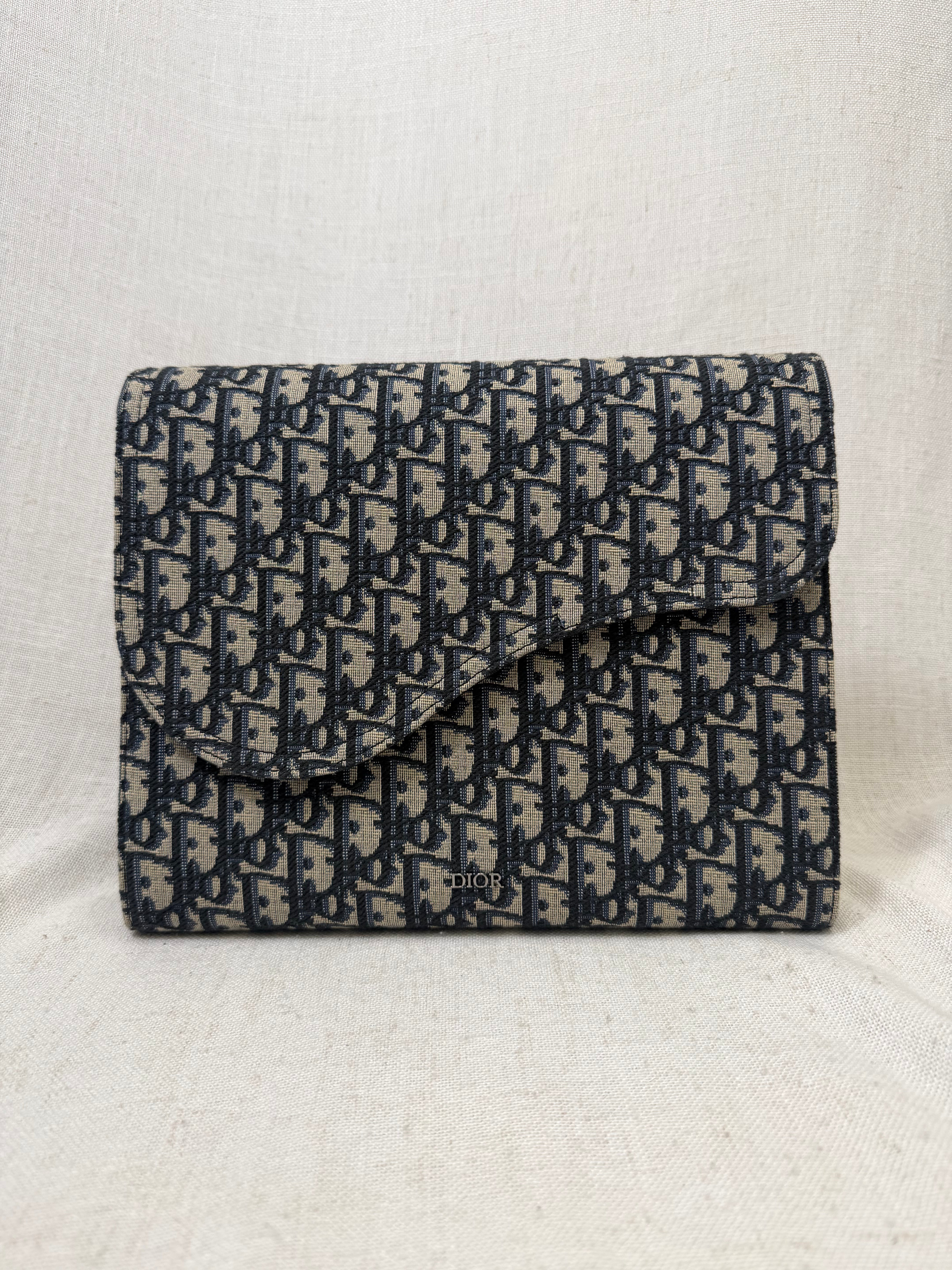 BRAND NEW - Christian Dior Blue Oblique Jacquard Saddel Flap Ipad Notebook case