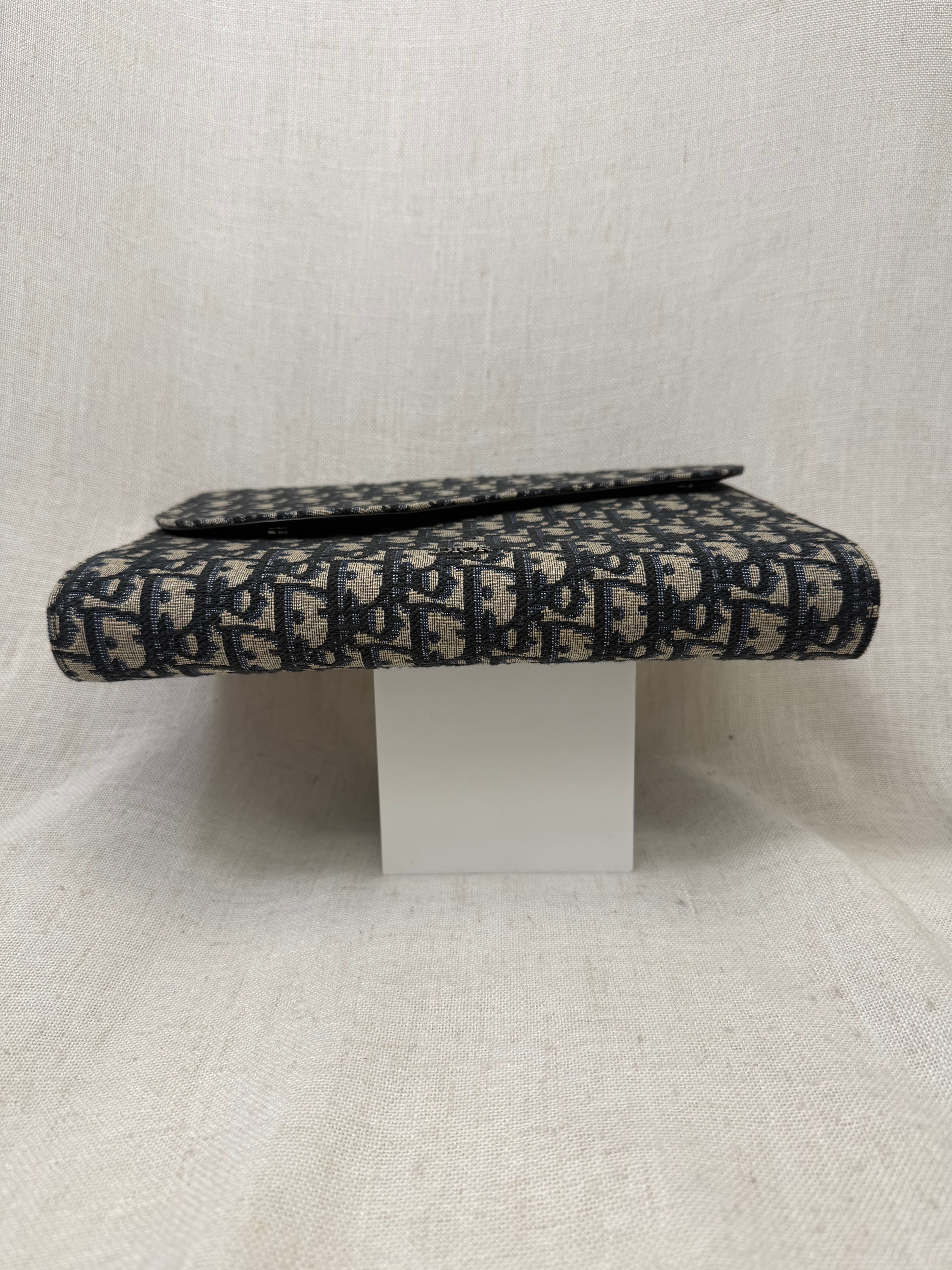 BRAND NEW - Christian Dior Blue Oblique Jacquard Saddel Flap Ipad Notebook case