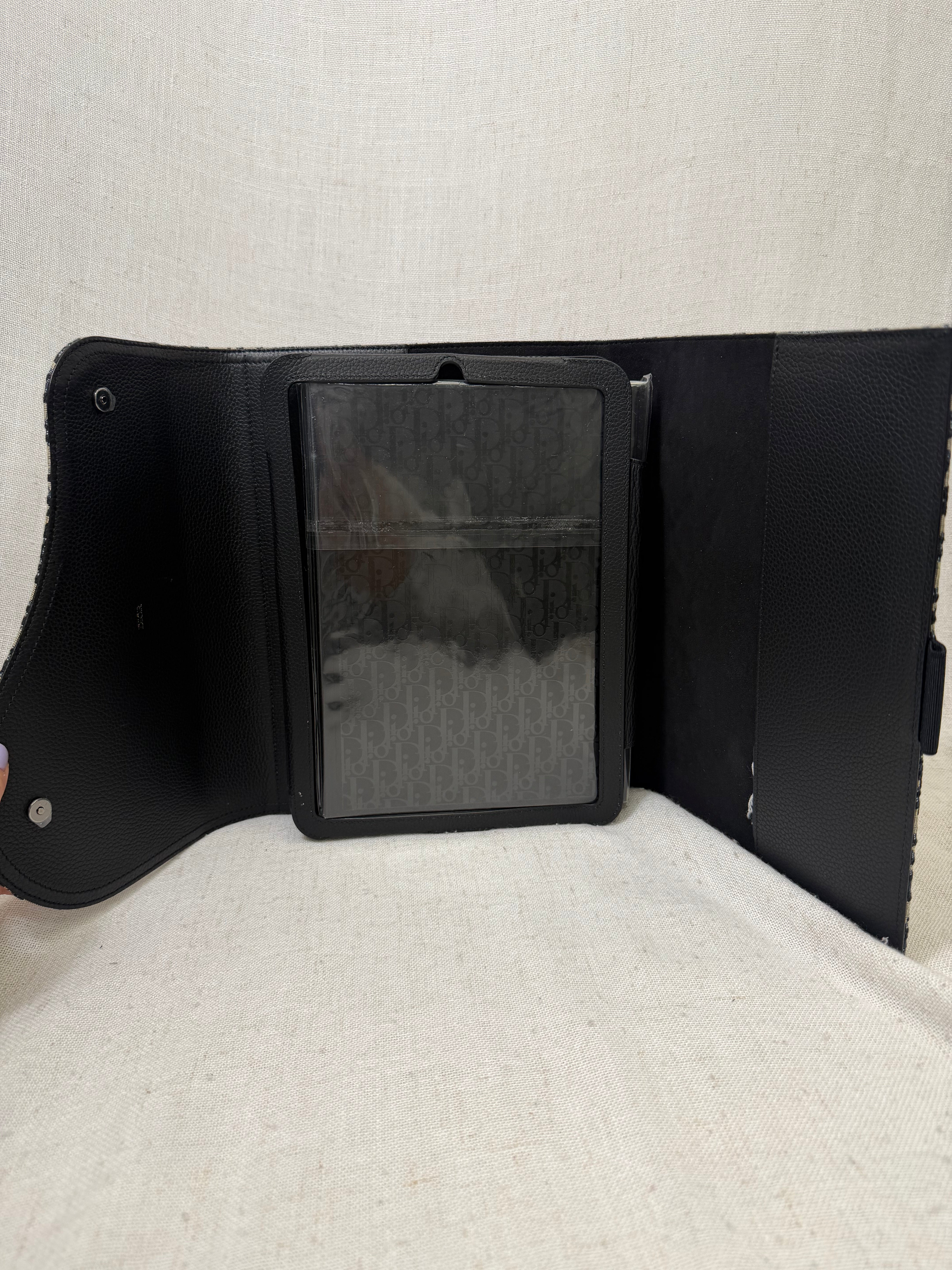 BRAND NEW - Christian Dior Blue Oblique Jacquard Saddel Flap Ipad Notebook case
