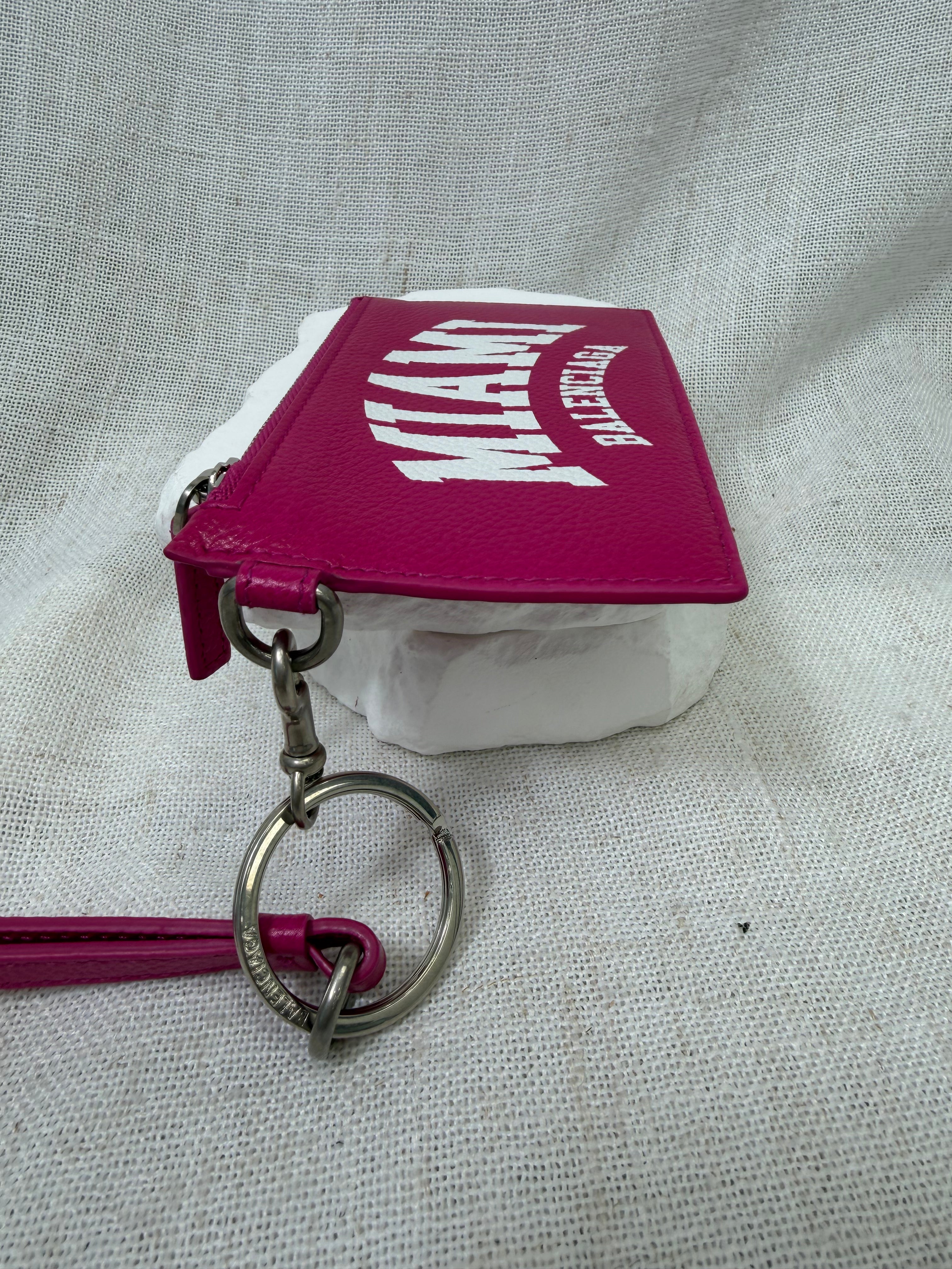 Balenciaga Fuchsia Leather Miami Logo Cash Card Case