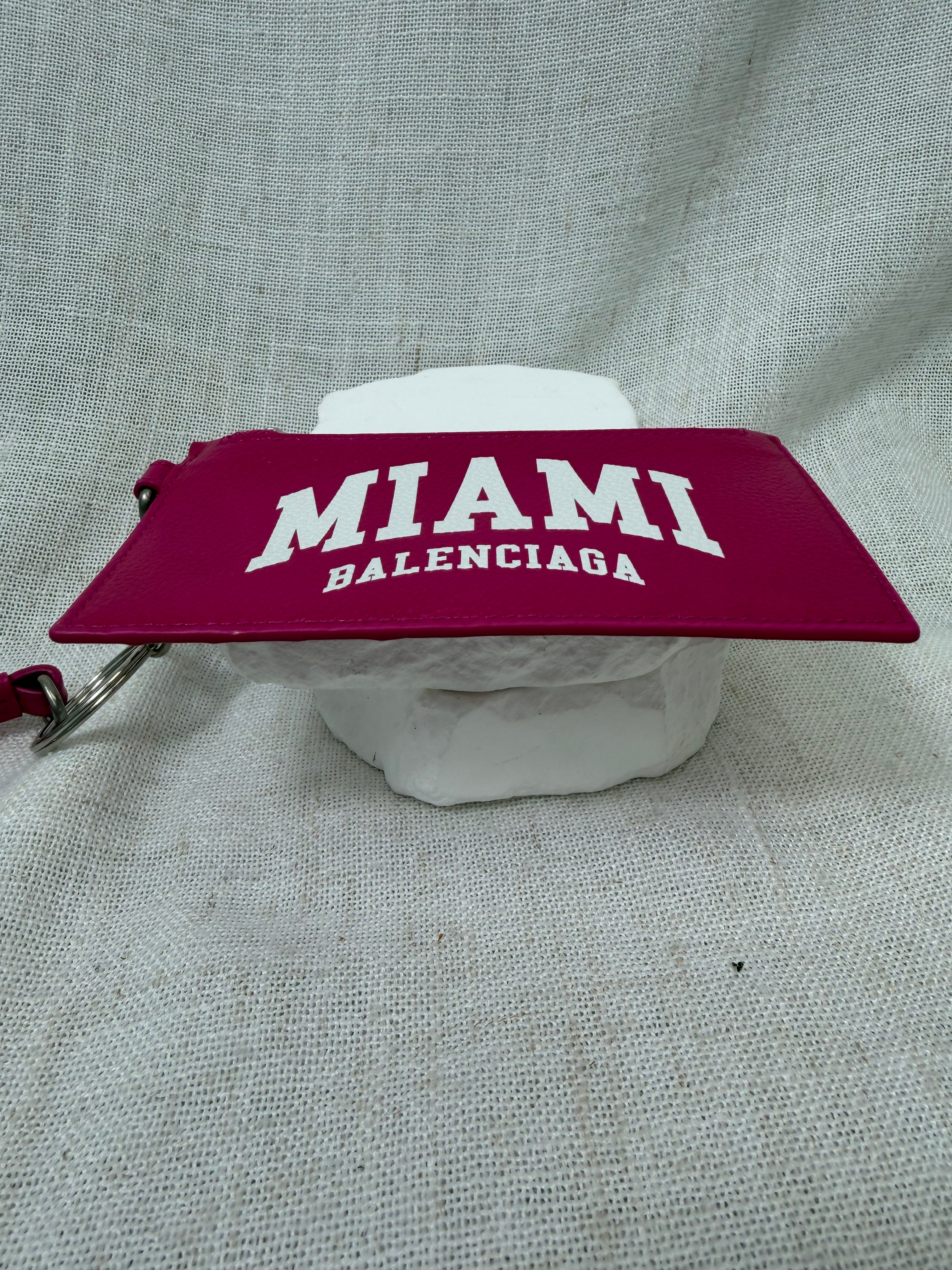 Balenciaga Fuchsia Leather Miami Logo Cash Card Case