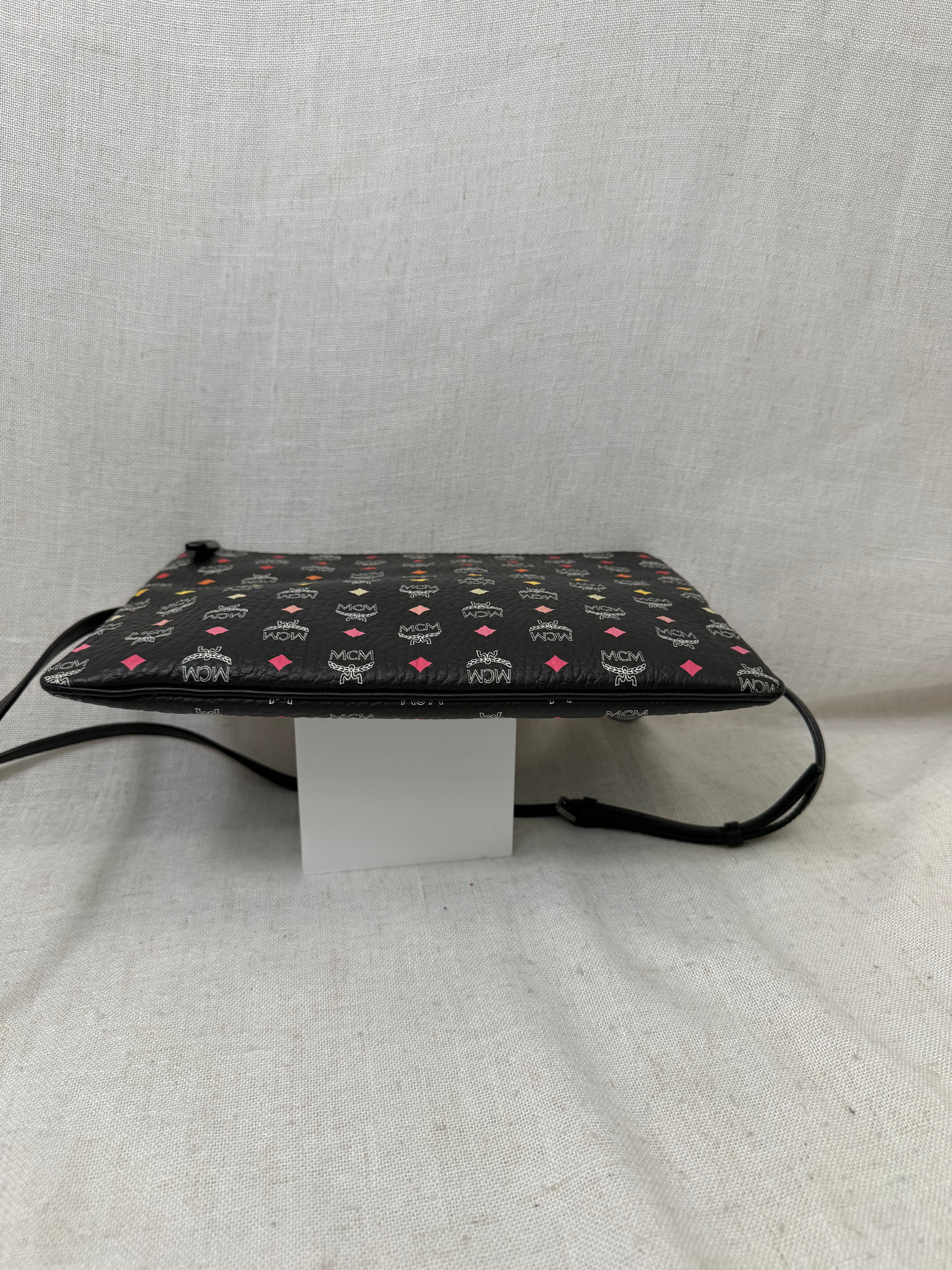 MCM Black Coated Canvas Skyoptic Visetos Crossbody Pouch