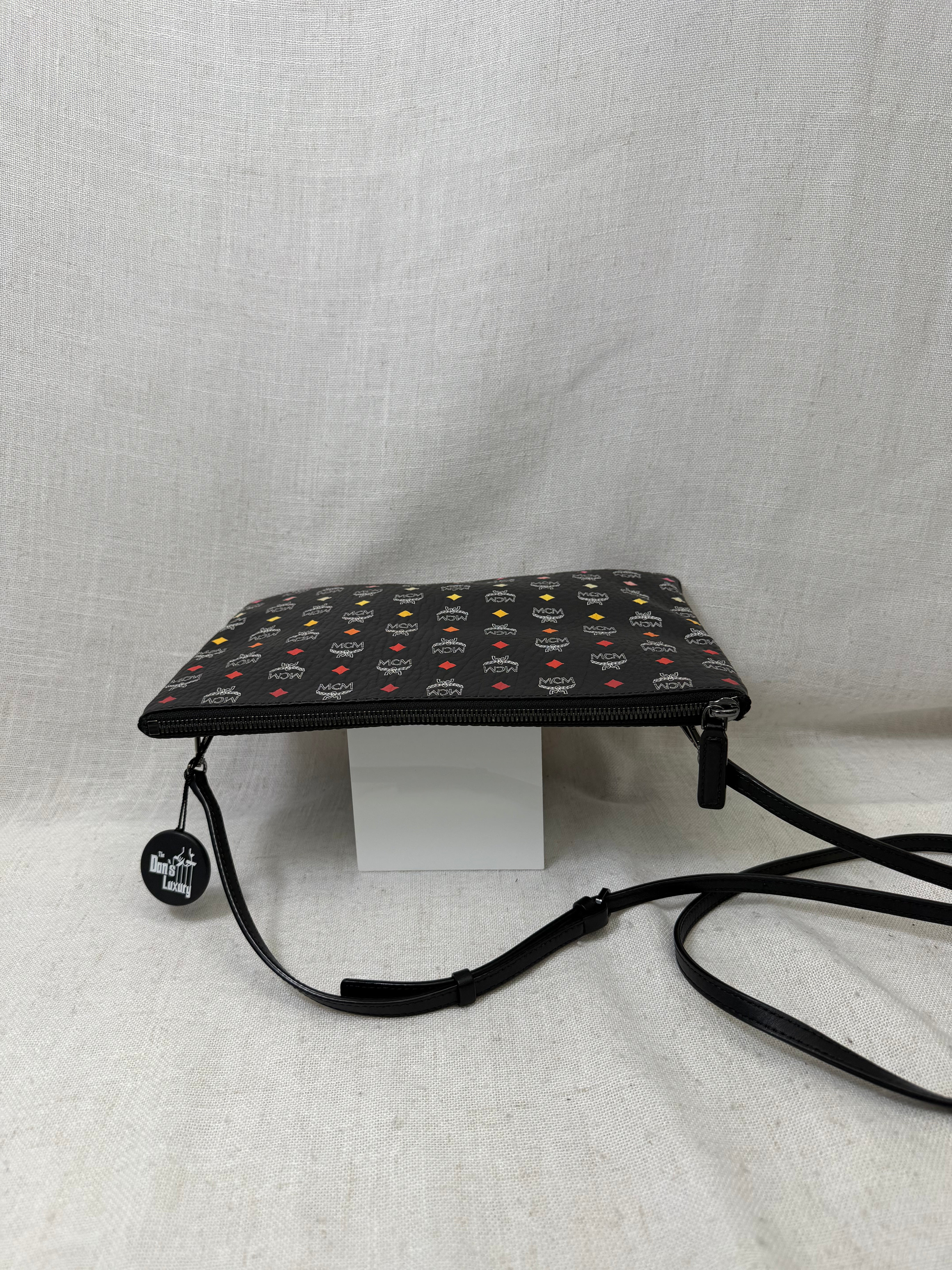 MCM Black Coated Canvas Skyoptic Visetos Crossbody Pouch