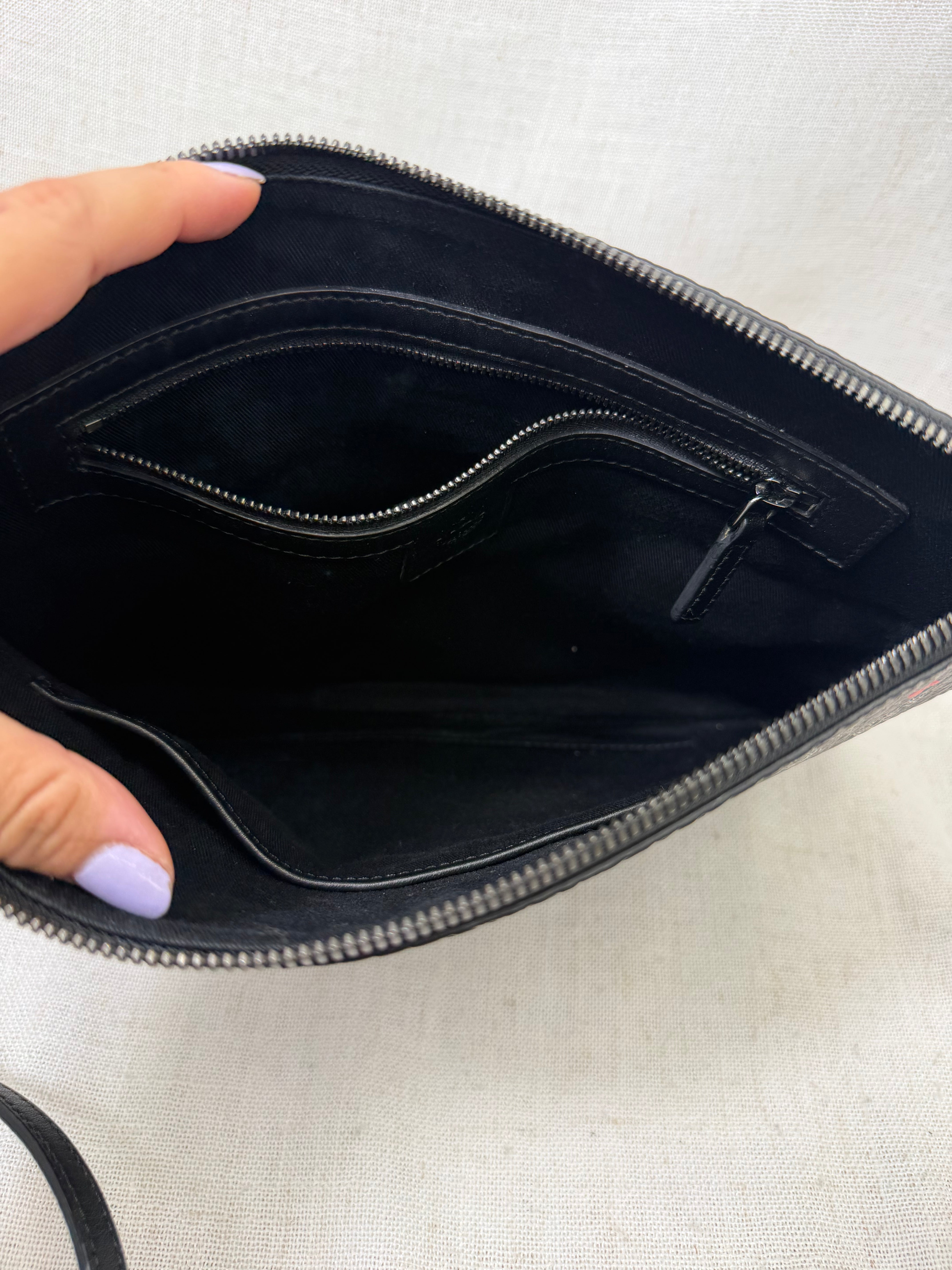 MCM Black Coated Canvas Skyoptic Visetos Crossbody Pouch