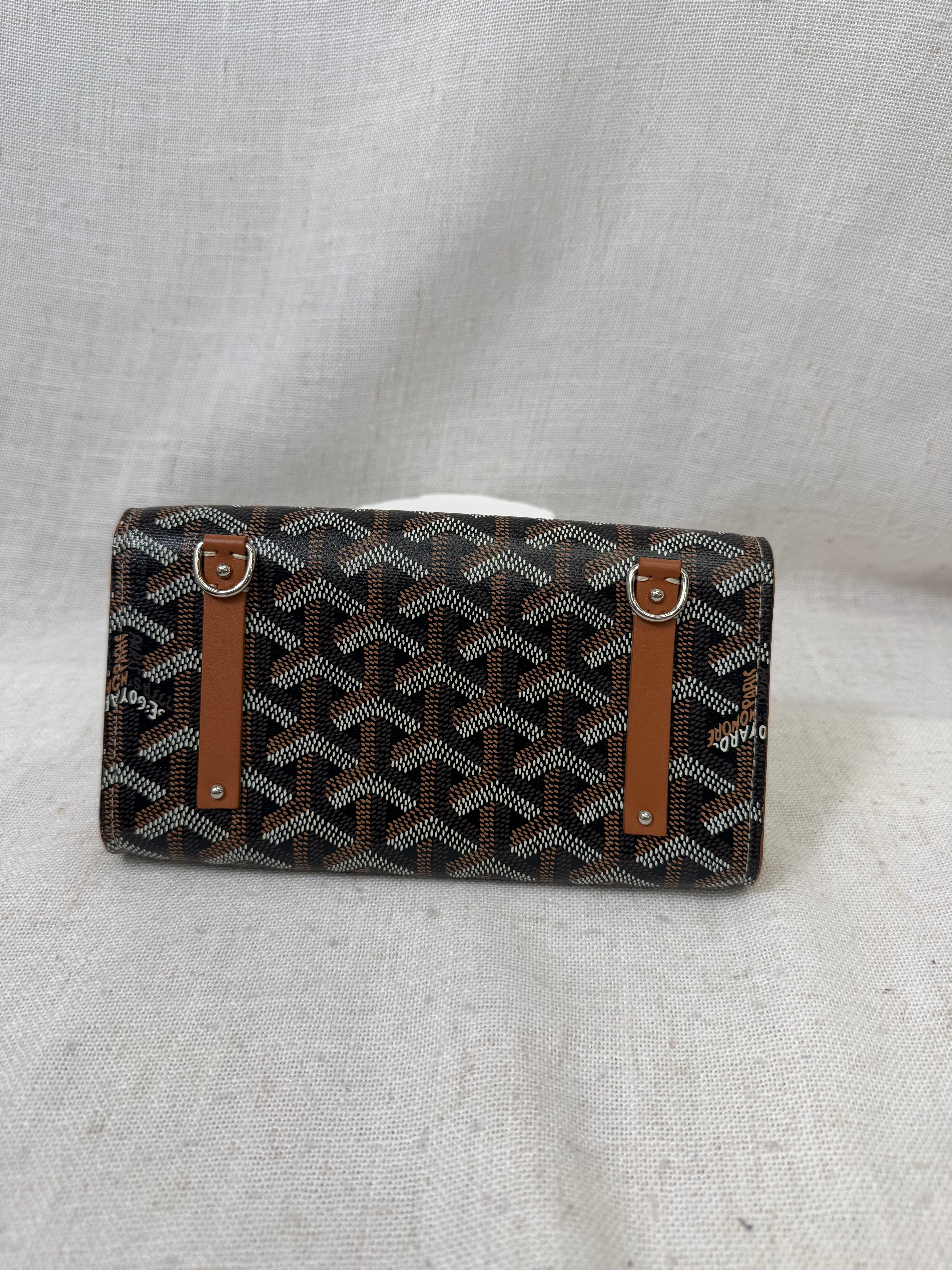 Goyard Black Goyardine Leather Monte Carlo Bois Clutch